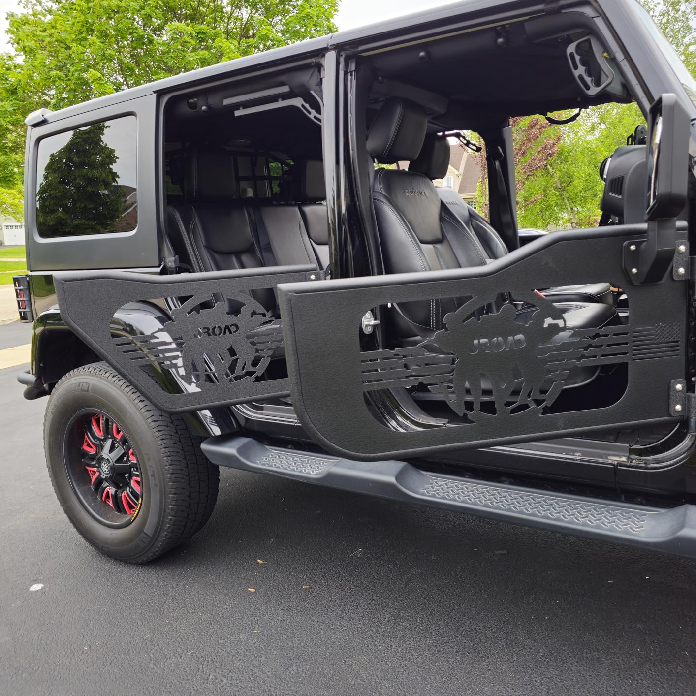 JROAD Jeep wrangler JK summer tubular half doors Fit for 2007-2018 Jeep Wrangler JK Unlimited 4-Door Soldier pattern Front & Rear Tube Doors With Side View Mirror customer photo 2