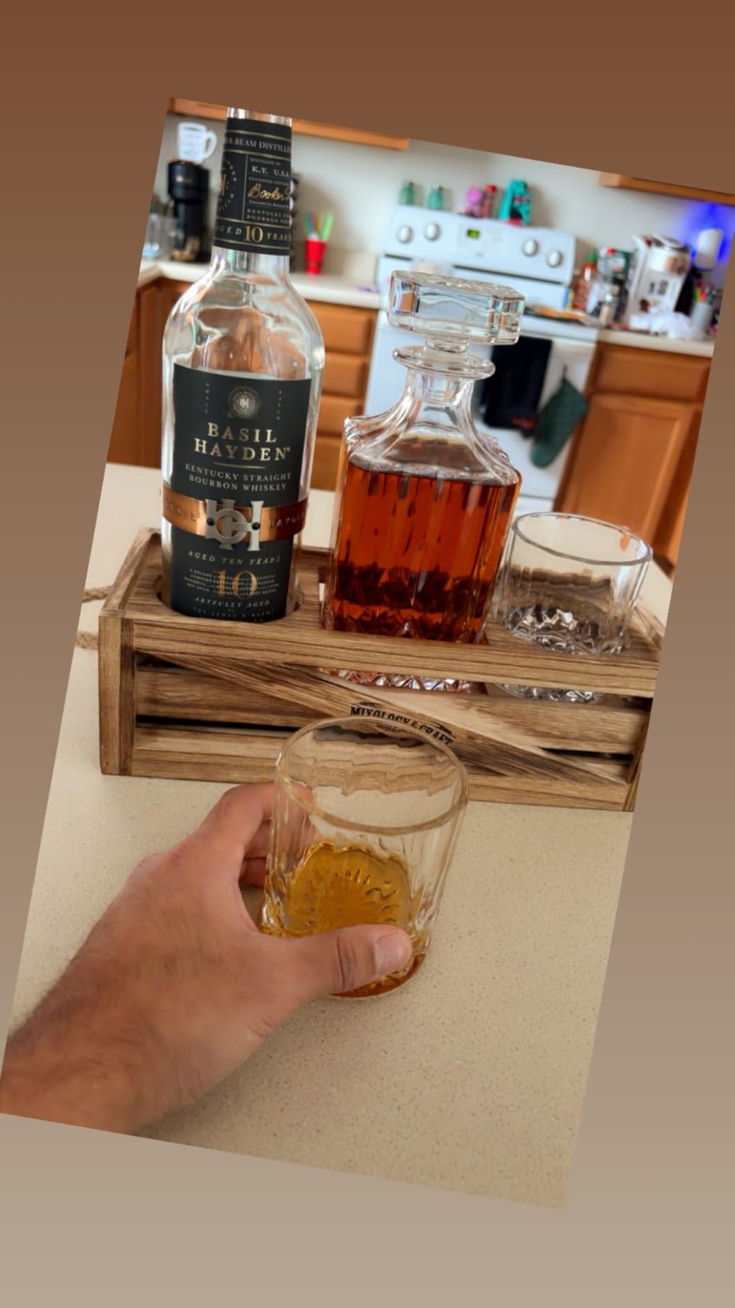 MIXOLOGY & CRAFT Whiskey Decanter Set - 10oz Crystal Whiskey Glasses, Wood Stand & 6 Granite Whiskey Stones | Premium Rocks Glasses Barware Gift for Any Occasion customer photo 2