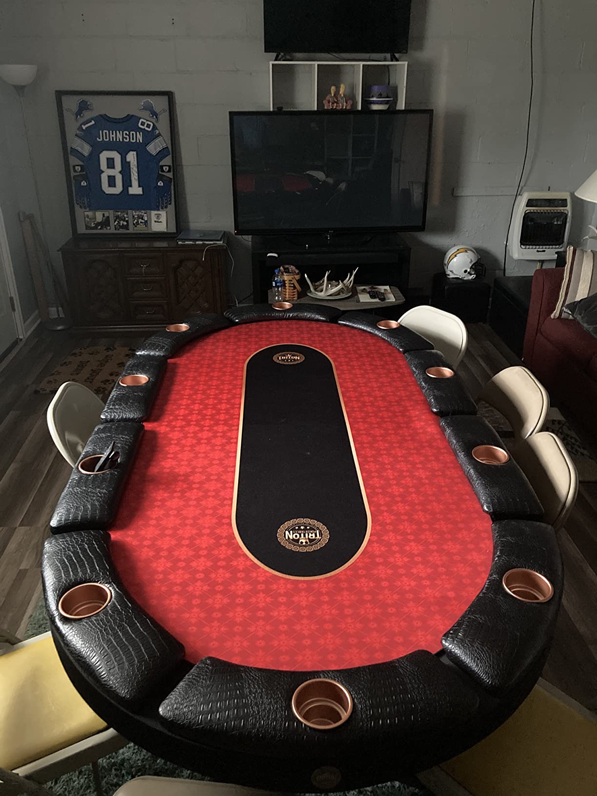 Triton Premium Foldable Poker Table - Leather Poker Table for 10 Players Long-Lasting, Luxurious Vegas Style Casino Experience at Home, Padded Armrests and Cup Holders, Perfect for Texas Holden Games customer photo 1
