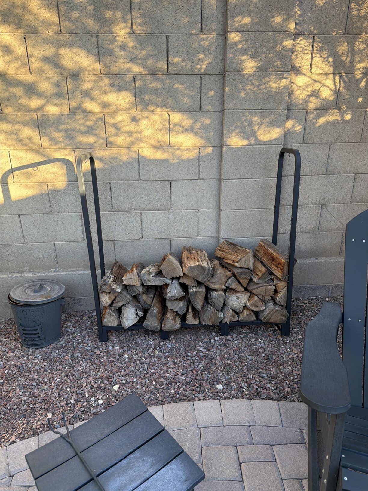 Artibear Firewood Rack Stand 4ft Heavy Duty Logs Holder for Outdoor Indoor Fireplace Metal Wood Pile Storage Stacker Organizer, Matte Black customer photo 1
