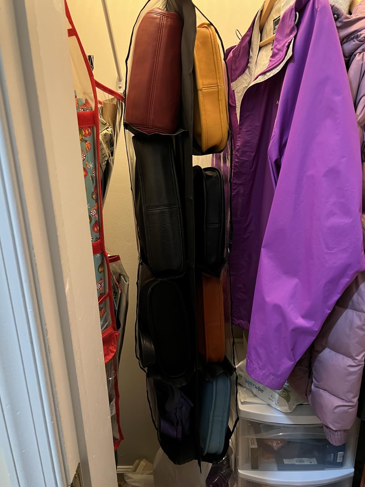 Lirex 8-Pocket Hanging Purse Organizer for Closet - Oxford Cloth Storage System with Double Layer Protection (39.37