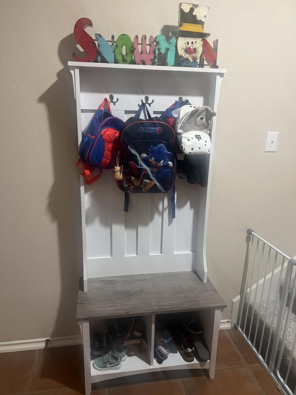 Bush Home Salinas Hall Tree with Shoe Storage Bench in Shiplap Gray and Pure White, Multi-Purpose Home Organizer, Entryway Solution with Seating and Hooks customer photo 2