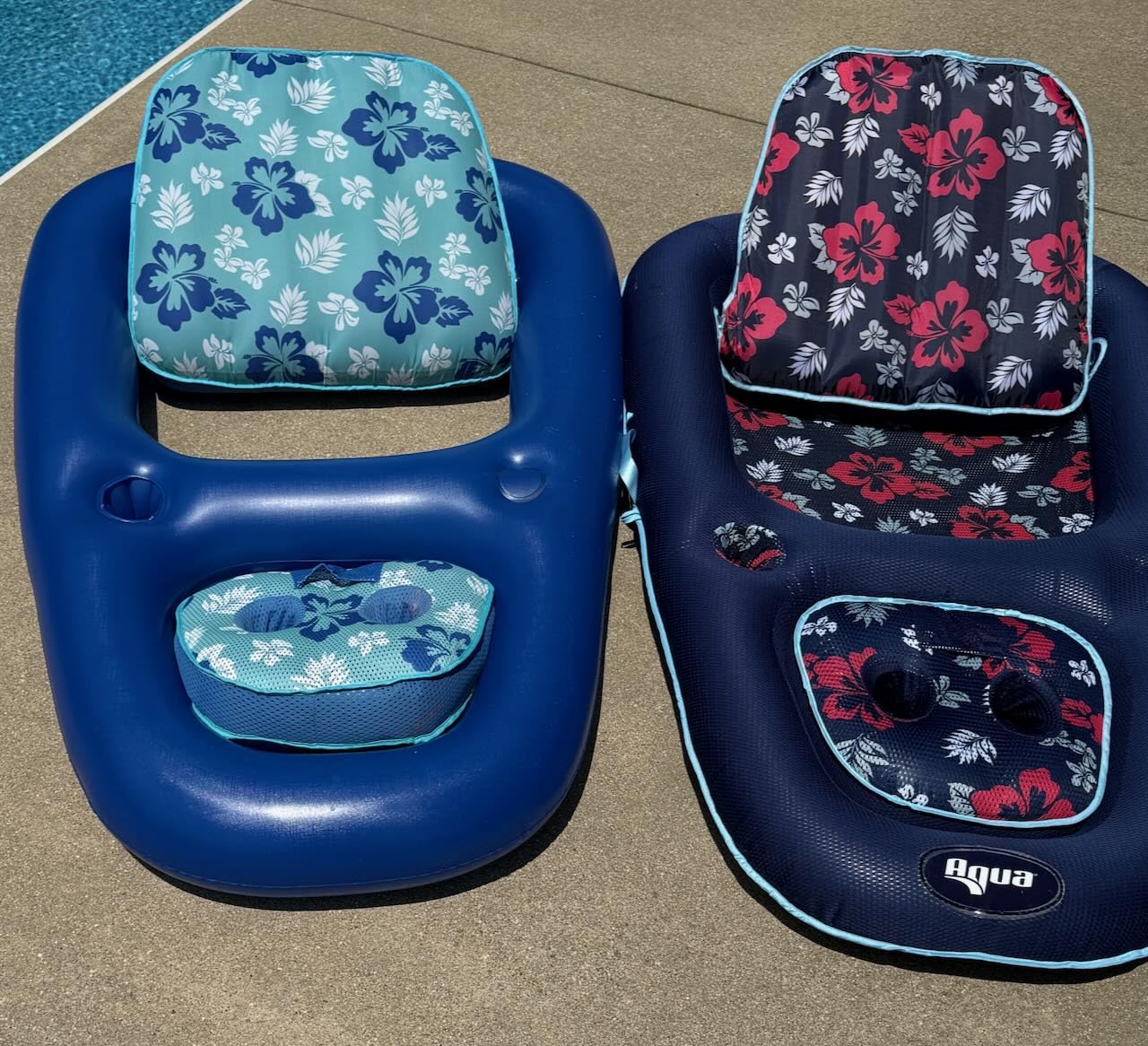 Aqua Campania Ultimate 2-in-1 Pool Float Lounge - Extra Large - Inflatable Pool Floats for Adults with Adjustable Backrest & Cupholder Caddy customer photo 1