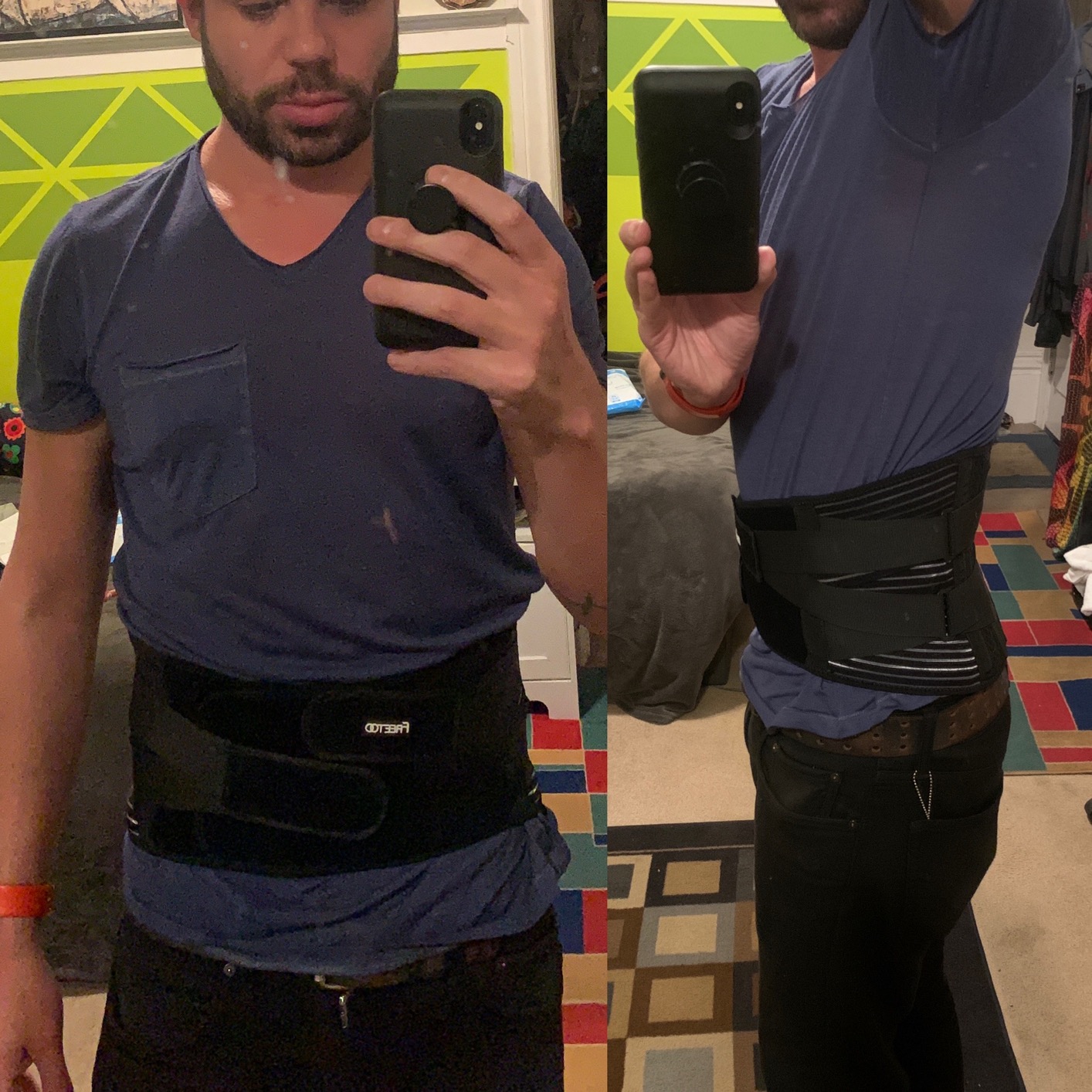 FREETOO Back Braces for Lower Back Pain Relief with 6 Stays, Breathable Back Support Belt for Men/Women for work, Anti-skid lumbar support belt with 16-hole Mesh for sciatica(L) customer photo 2