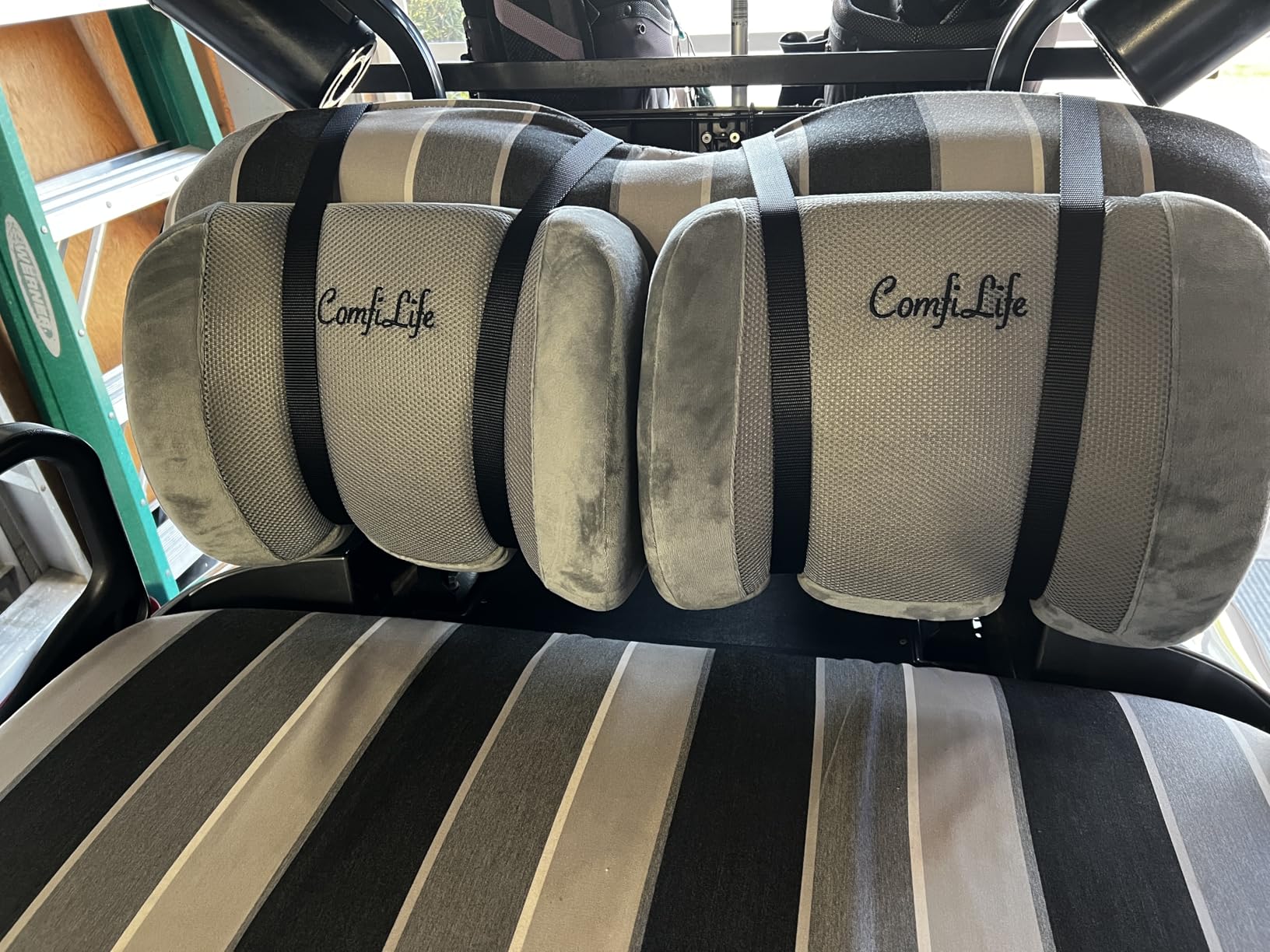 ComfiLife Lumbar Support Back Pillow Office Chair and Car Seat Cushion - Memory Foam with Adjustable Strap and Breathable 3D Mesh (Black) customer photo 2