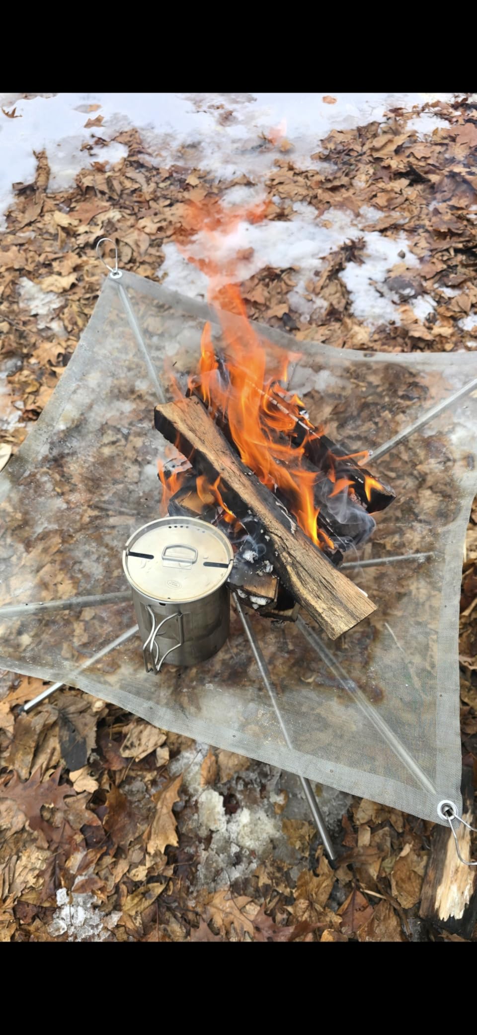 Portable Outdoor Fire Pit 22 Inch - New Upgraded Camping Fire Pit Collapsible Foldable Mesh Fire Pits Fireplace for Camping, Campfire, Patio, Backyard and Garden - Carrying Bag Included customer photo 1