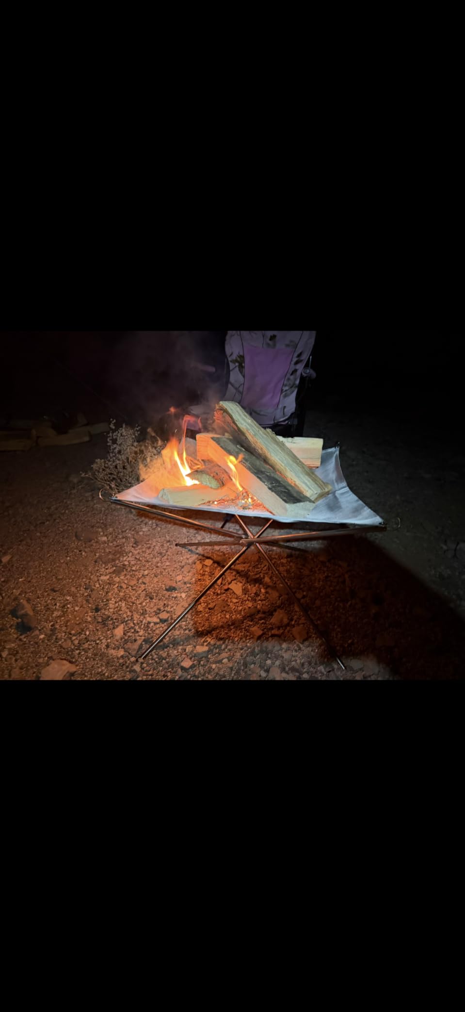 Portable Outdoor Fire Pit 22 Inch - New Upgraded Camping Fire Pit Collapsible Foldable Mesh Fire Pits Fireplace for Camping, Campfire, Patio, Backyard and Garden - Carrying Bag Included customer photo 2