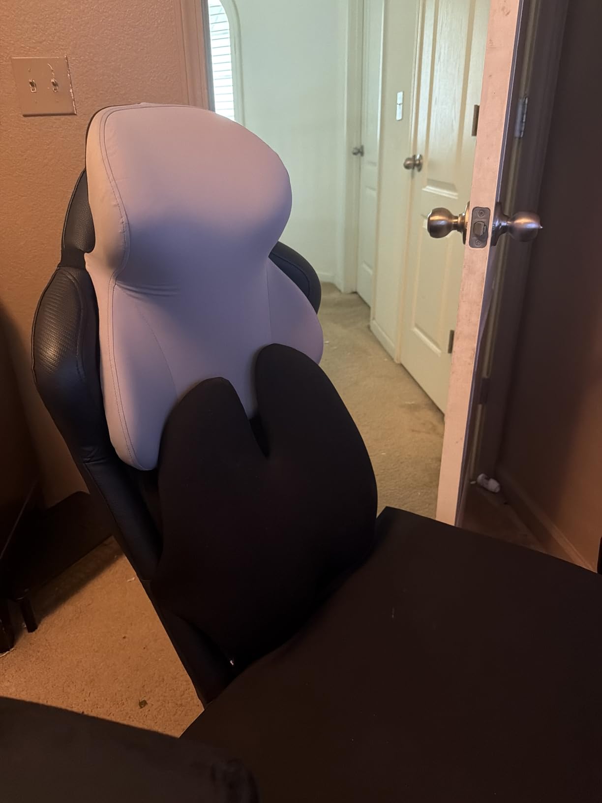 C CUSHION LAB Extra Dense Lumbar Pillow - Patented Ergonomic Multi-Region Firm Back Support for Lower Back Pain Relief - Lumbar Support Cushion with Strap for Office Chair, Car, Sofa, Plane - Black customer photo 1