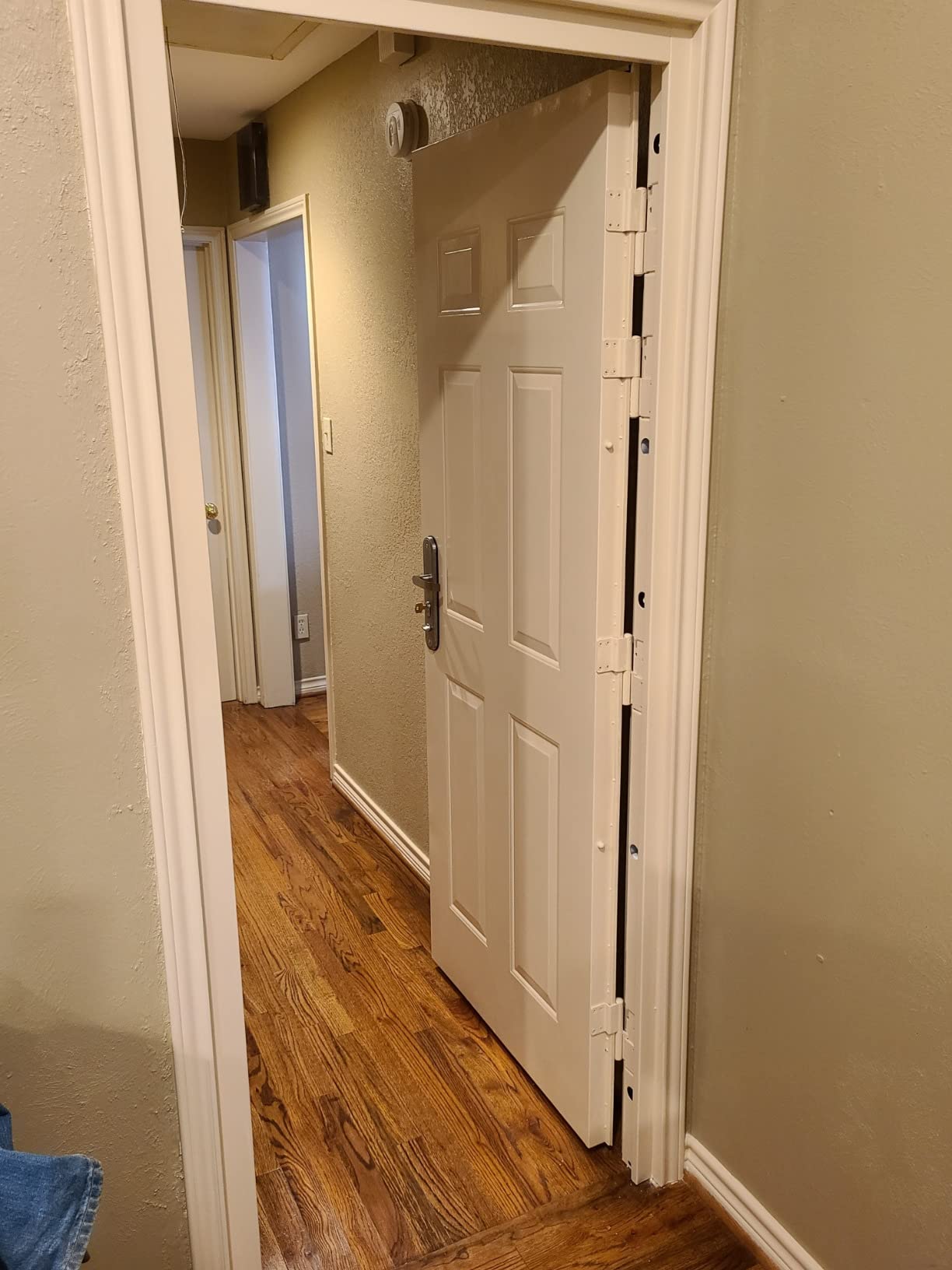 VIZ-PRO Quick Mount Steel Security Door with Frame and Hardware, 6 Panel White Right Side-Hinged Outward, 32 11/16