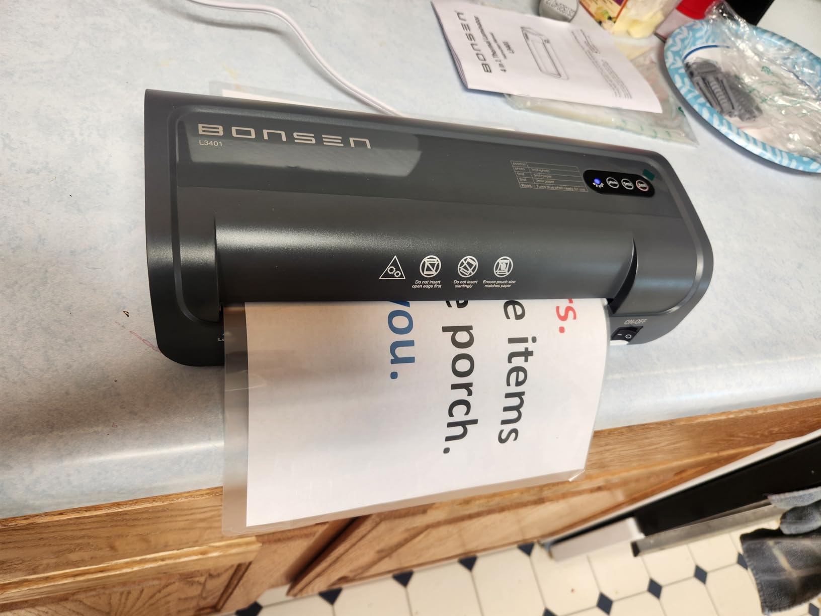 BONSEN A4 Laminator Machine, 9.33-Inch Thermal Laminator with Never Jam Technology, 100 Laminating Sheets, Laminates Photos Cards Documents, 4-in-1 Personal Laminators for Teachers Home Office School customer photo 2