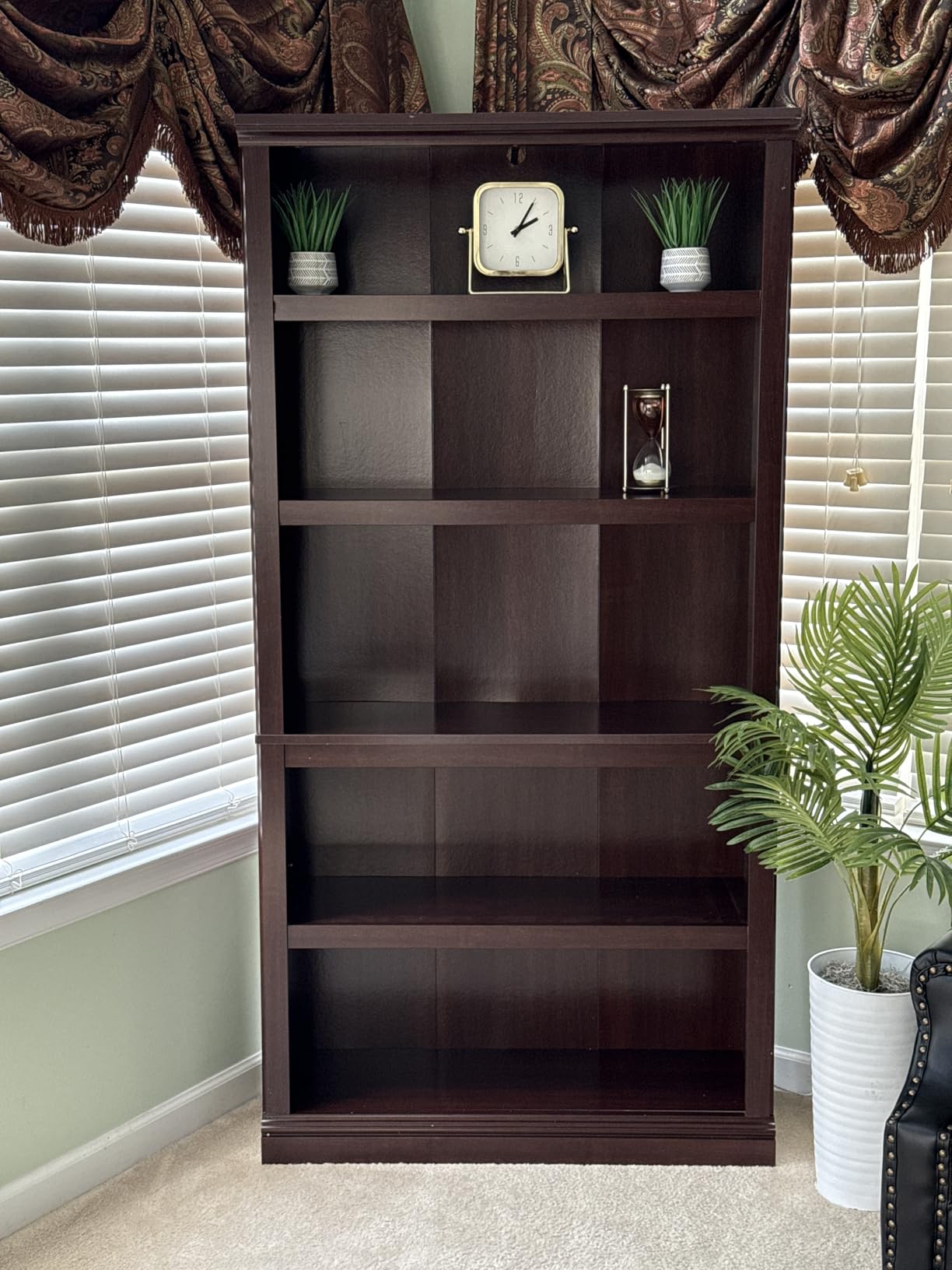 Sauder 5 Tier Book Shelf Wooden Bookcase Multipurpose Bookshelf for Home Office, Living Room, in Grand Walnut customer photo 1
