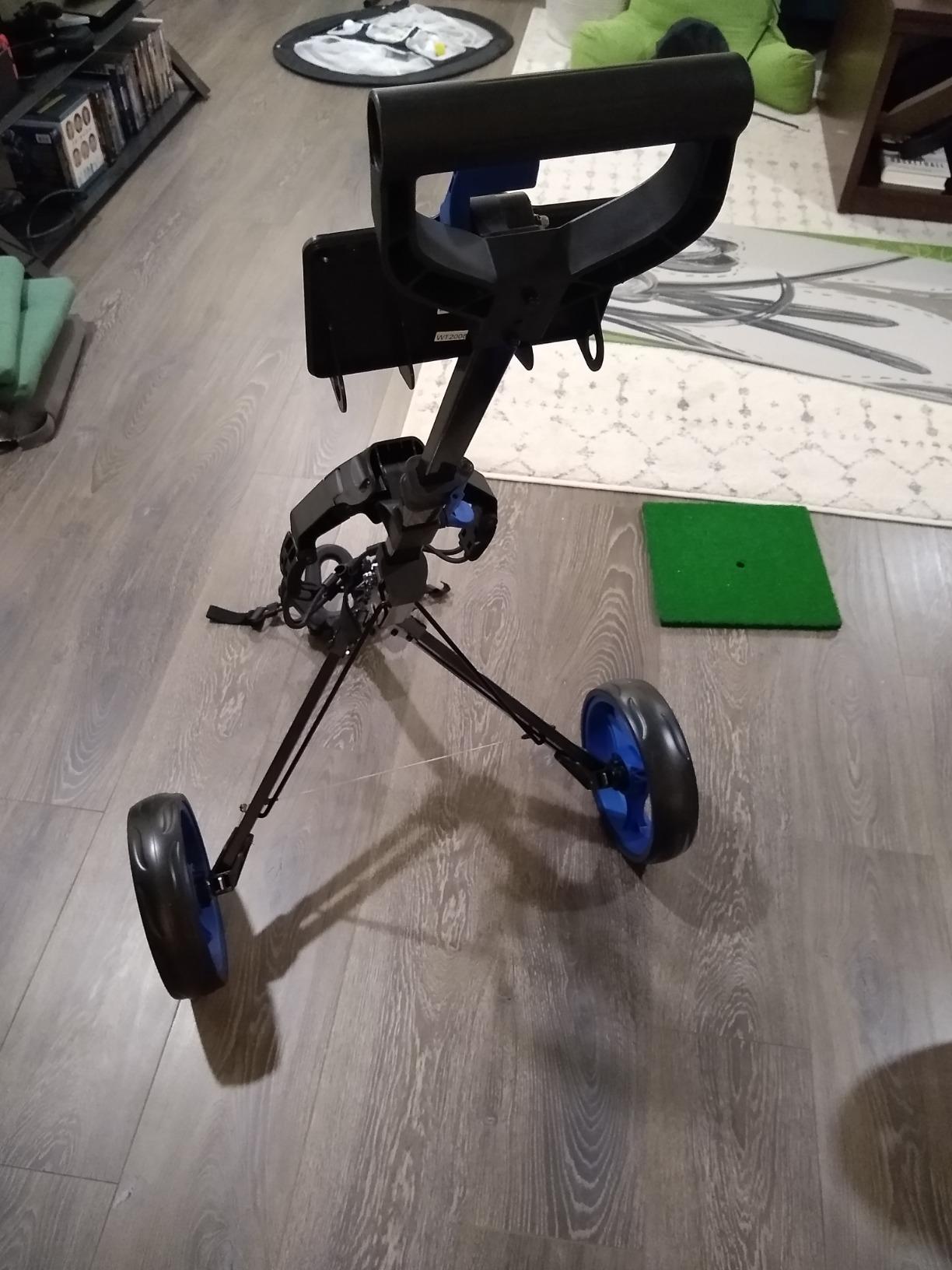 SereneLife Golf Push Cart 3 Wheel - Ultra Lightweight Aluminum Foldable Cart with Adjustable Handle customer photo 2