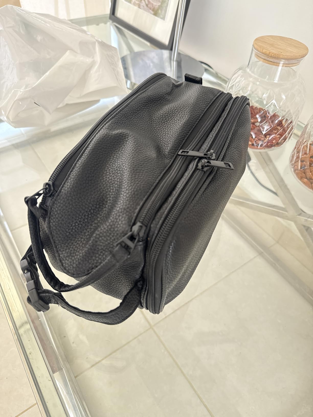 PAVILIA Toiletry Bag for Men, Travel Essentials Shaving Dopp Kit, Mens Travel Bag Toiletries Organizer Case for Grooming, PU Leather Water Resistant Cosmetic Bag Pouch (Dark Brown) customer photo 1