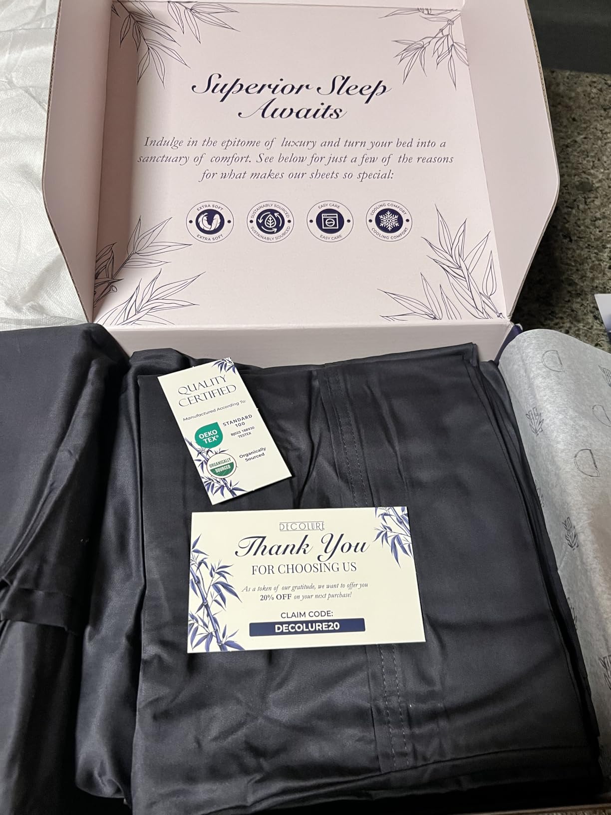 DECOLURE 100% Viscose Derived from Bamboo Sheets King Size - Luxury 4 Pc Naturally Cooling Sheets, Ultra Soft Bed Set - Deep 17