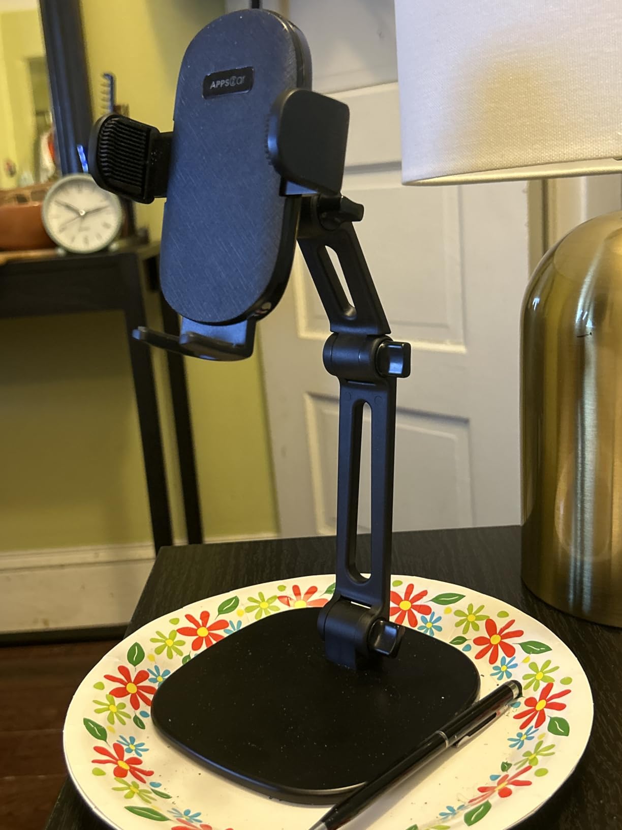 APPS2Car Phone Stand for Desk [No Dropping Stable Triple-Clamp Holder] Adjustable Height 360 Degree Rotation Heavy Base Thick Case Friendly, Multifunctional Cell Phones Stand for iPhone Android Phones customer photo 1