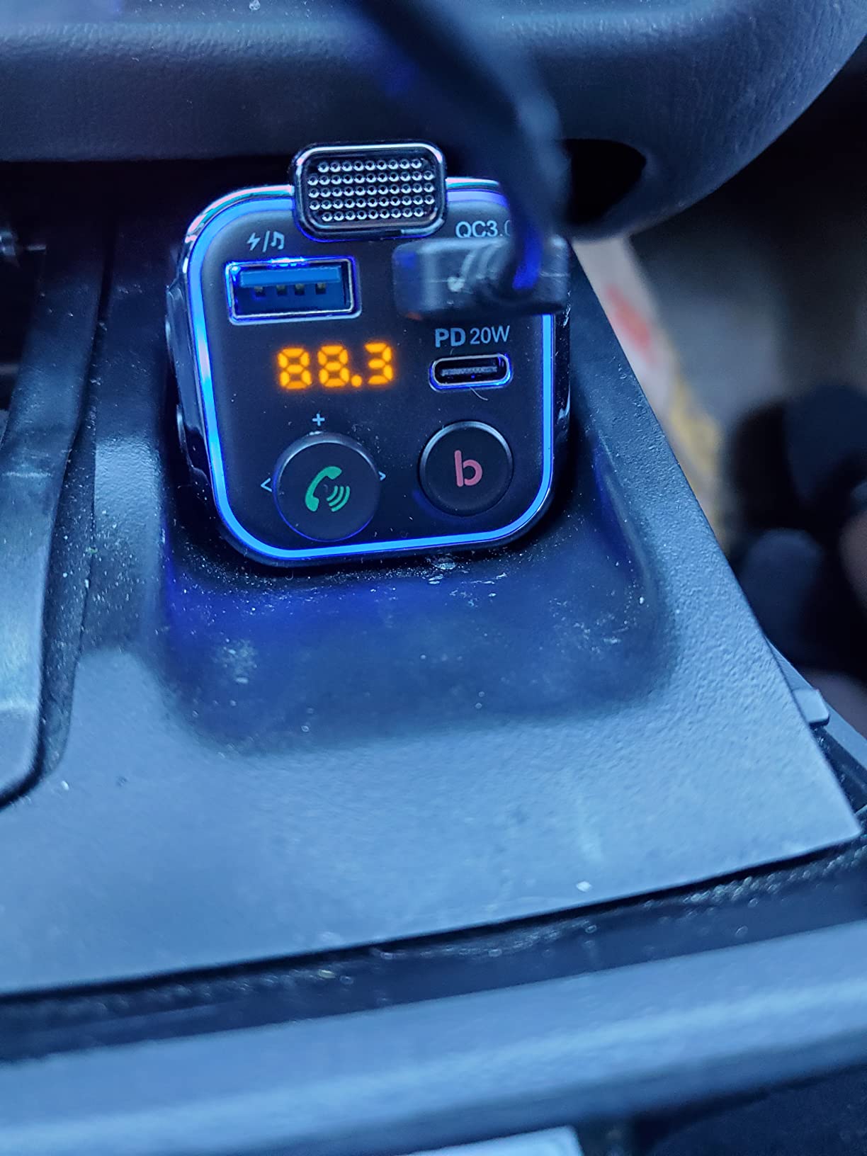 LENCENT FM Transmitter in-Car Adapter, Type-C PD 20W+ QC3.0 Fast USB Charger, Wireless Bluetooth 5.3 Radio Car Kit, Hands-Free Calling, MP3 Player Receiver Hi Fi Bass, Support U Disk customer photo 1