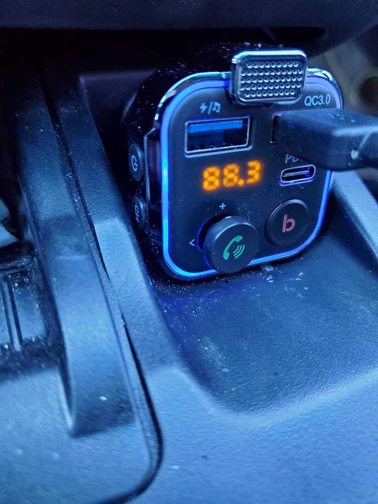 LENCENT FM Transmitter in-Car Adapter, Type-C PD 20W+ QC3.0 Fast USB Charger, Wireless Bluetooth 5.3 Radio Car Kit, Hands-Free Calling, MP3 Player Receiver Hi Fi Bass, Support U Disk customer photo 2