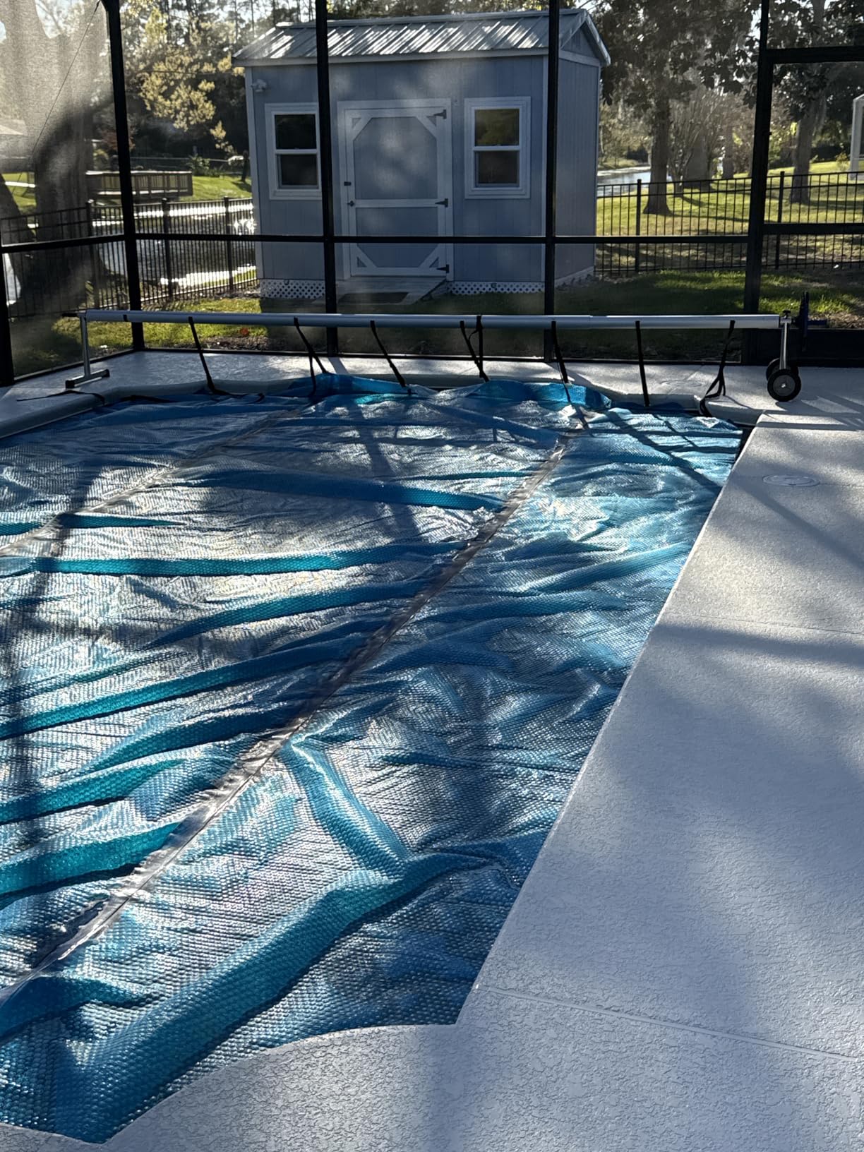 VINGLI Pool Reel Cover Set 18 FT Solar Cover Roller for Inground/Outdoor Swimming Pool Solar Cover Reel Well Made Aluminum Blanket Reel (Gray) customer photo 2