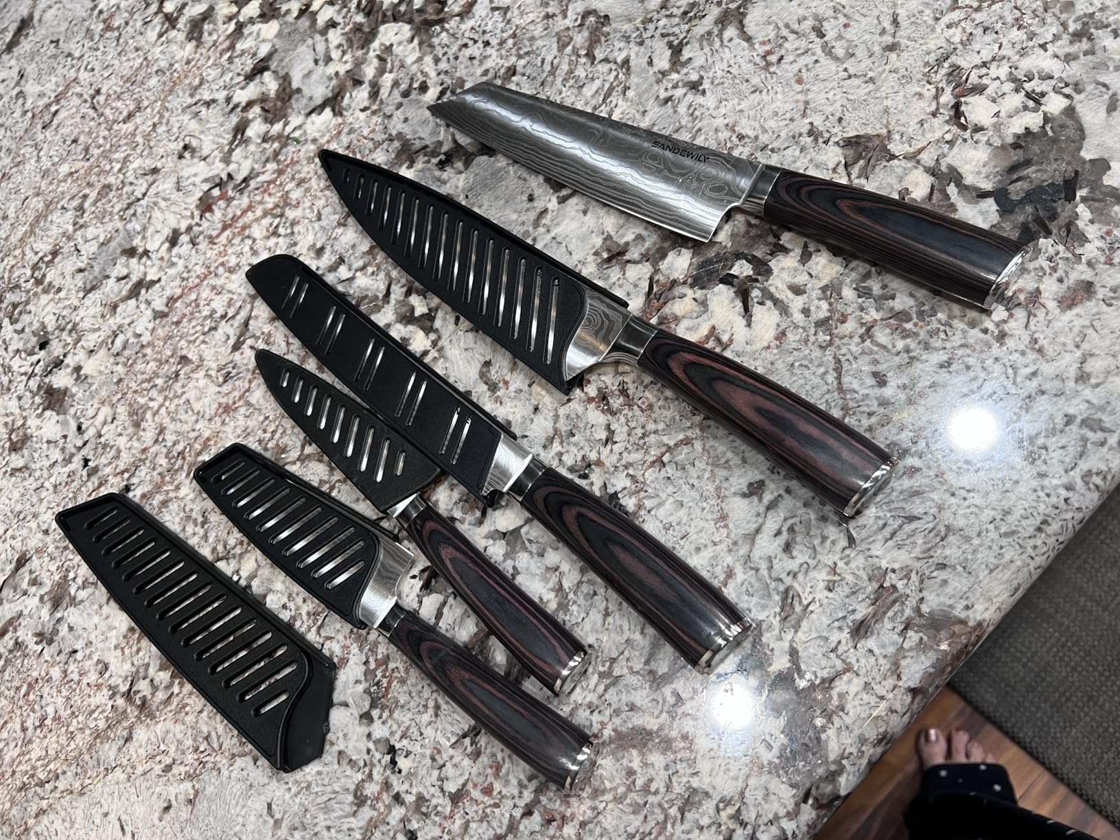 Professional Kitchen Knives High Carbon Stainless Steel Chef Knife Set,3PCS Ultra Sharp Japanese Knife with Sheath,Ergonomic Pakkawood Handle Elegant Gift Box for Home or Restaurant customer photo 1