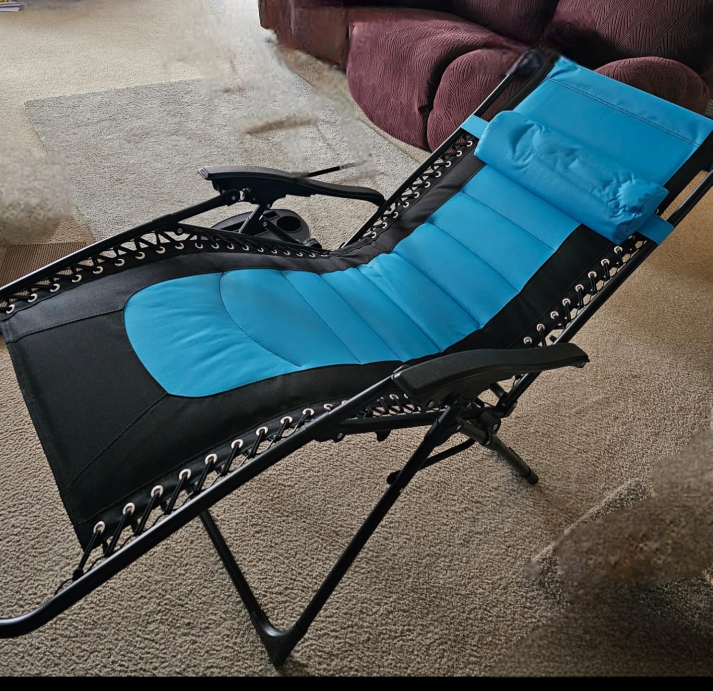 Best Choice Products Oversized Padded Zero Gravity Chair, Folding Outdoor Patio Recliner, XL Anti Gravity Lounger for Backyard w/Headrest, Cup Holder, Side Tray, Polyester Mesh - Gray customer photo 1