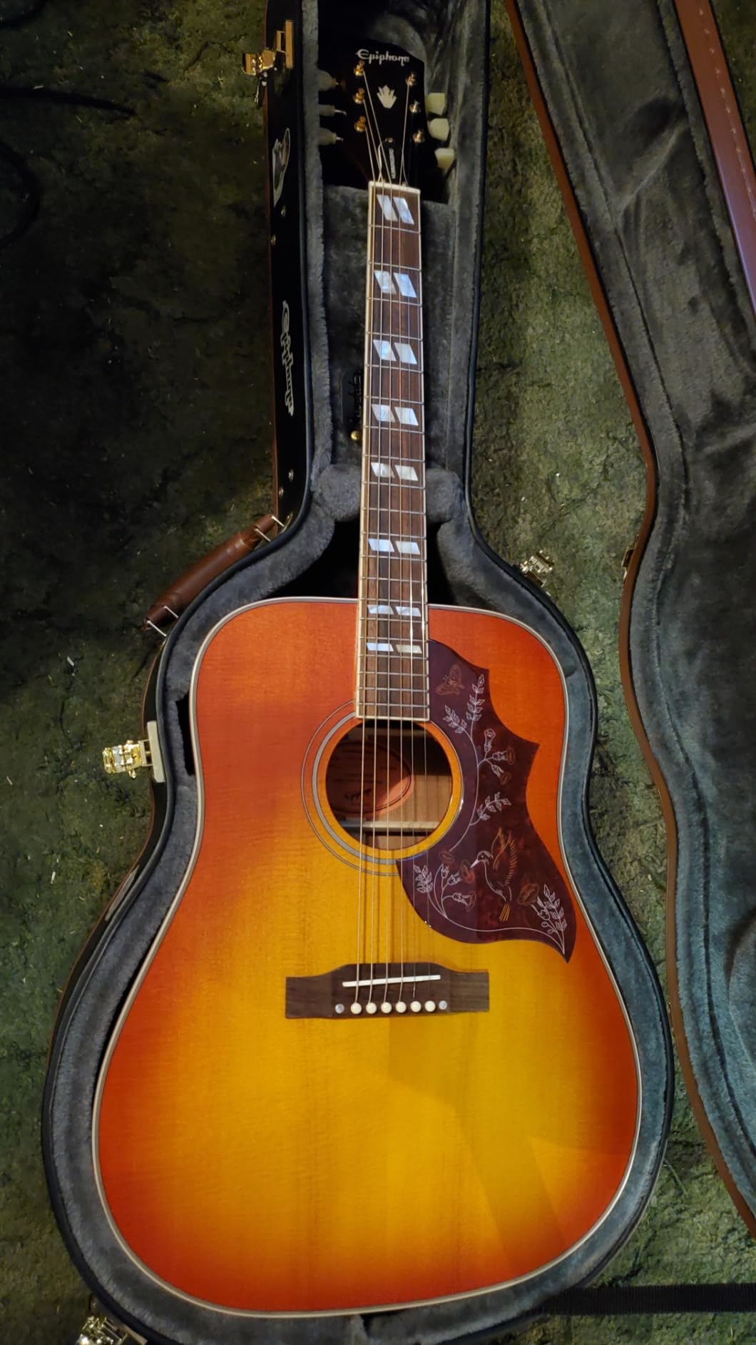 Epiphone Inspired By Gibson Hummingbird Acoustic Electric, Aged Cherry Sunburst customer photo 1