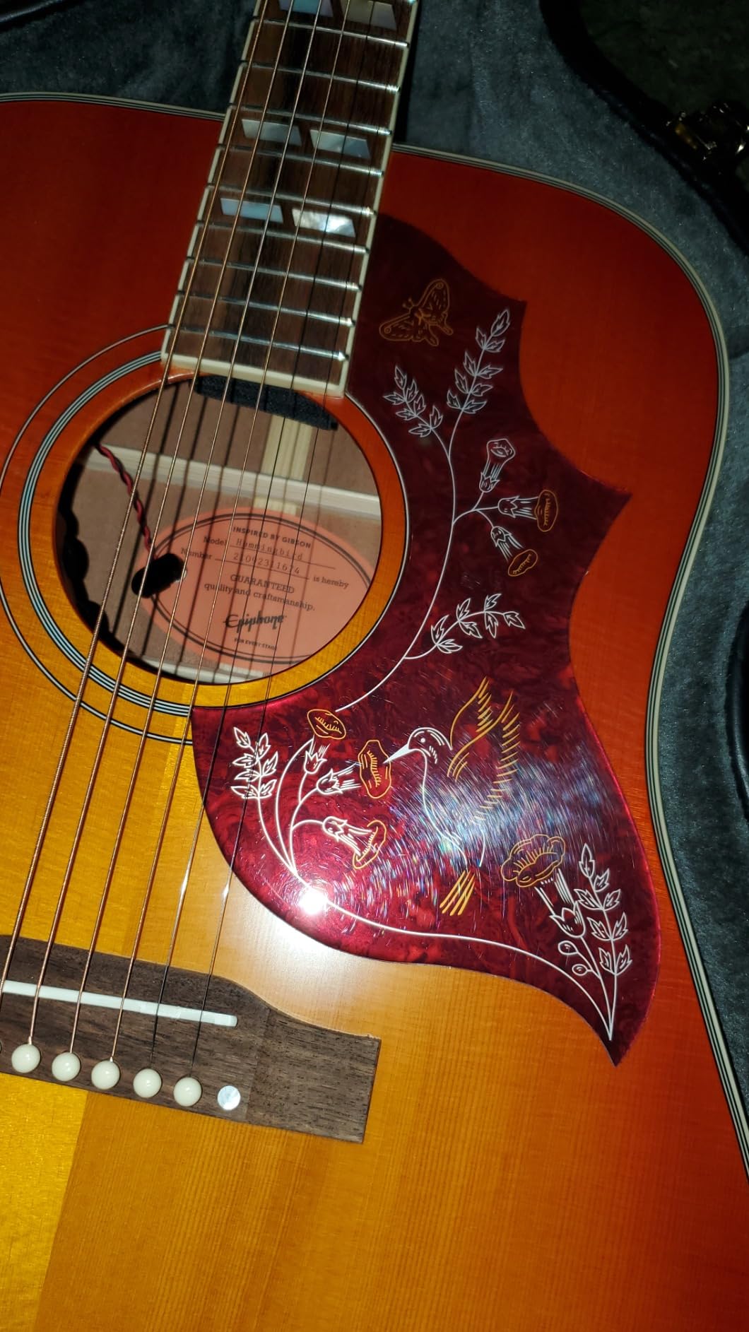 Epiphone Inspired By Gibson Hummingbird Acoustic Electric, Aged Cherry Sunburst customer photo 2