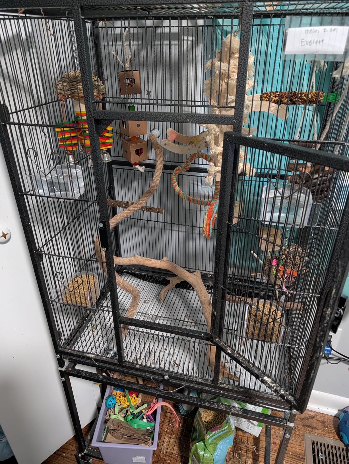 VIVOHOME 54 Inch Wrought Iron Large Bird Flight Cage with Rolling Stand for Parakeets Canaries Cockatiels Lovebirds Conures, Black customer photo 2