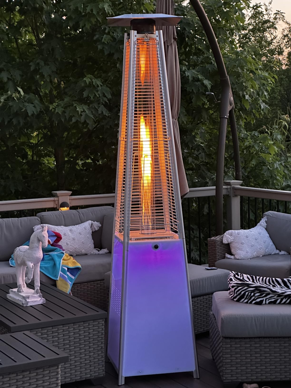 Avenlur Outdoor Patio Pyramid Heater - 48,000 Btu, Portable, Propane, W/Wheels, Protective Cover (Hammered Bronze) customer photo 1