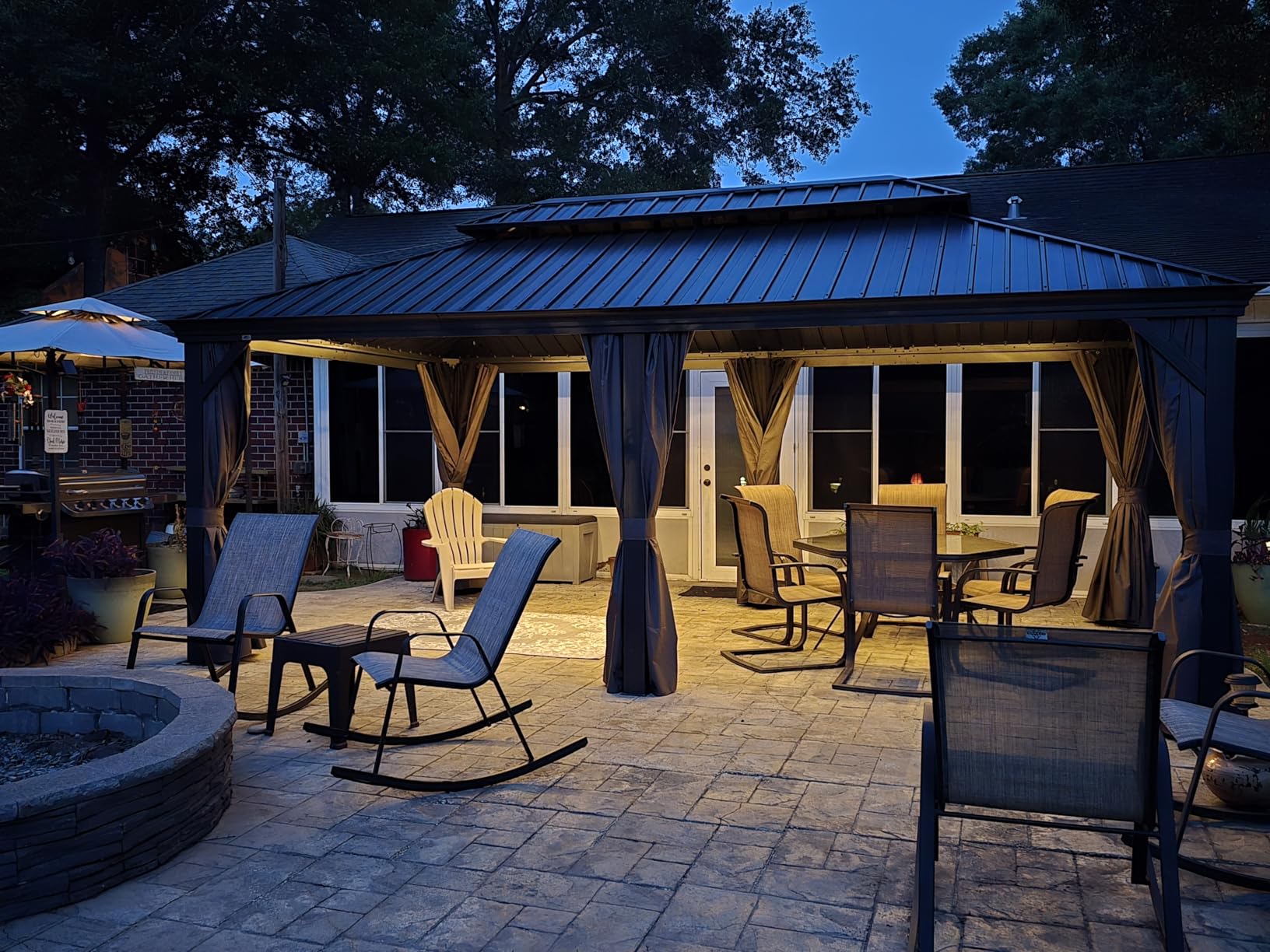 PURPLE LEAF 10' X 12' Permanent Hardtop Gazebo Aluminum Gazebo with Galvanized Steel Double Roof for Patio Lawn and Garden, Curtains and Netting Included, Grey customer photo 1