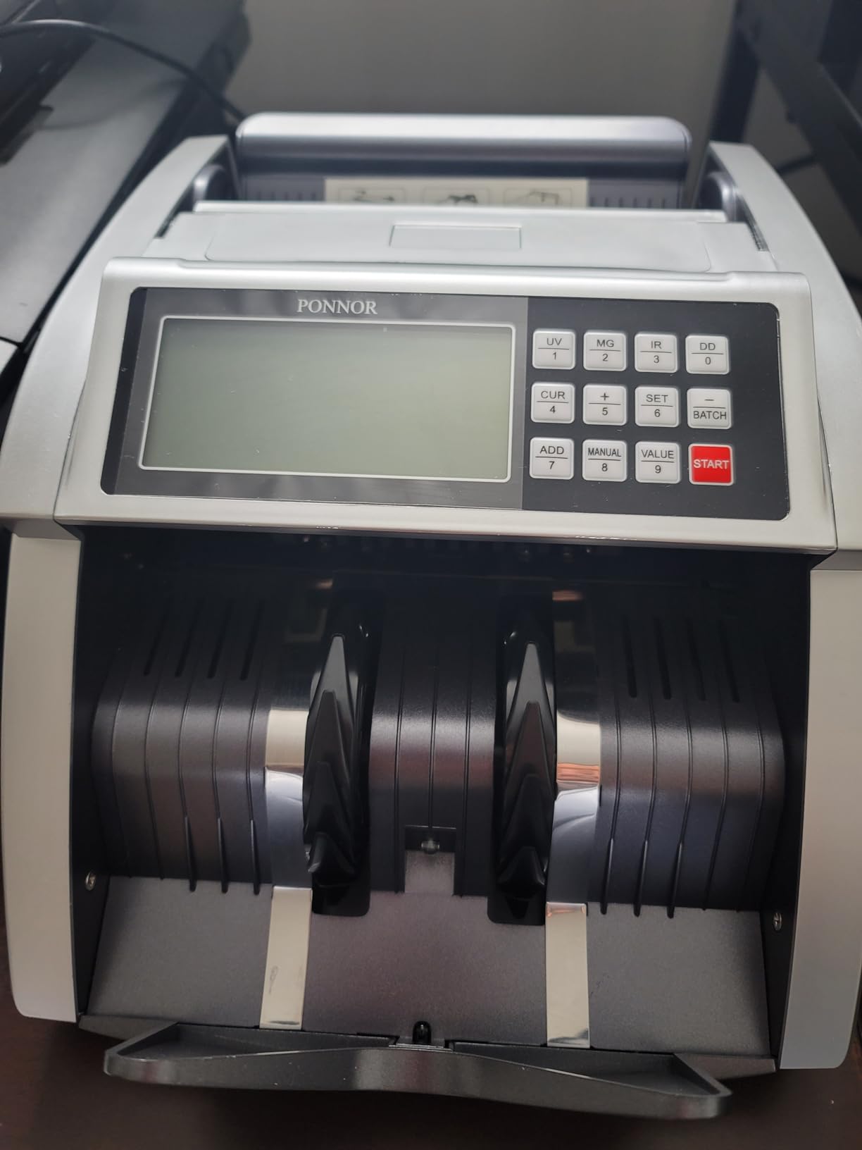PONNOR Money Counter Machine with Value Bill Count, Cash Counter for Dollar, Euro with UV/MG/IR/DD/DBL/HLF/CHN Counterfeit Detection, Add/Bat/Value Mode Bill Counting Machine with Large LCD Display customer photo 2