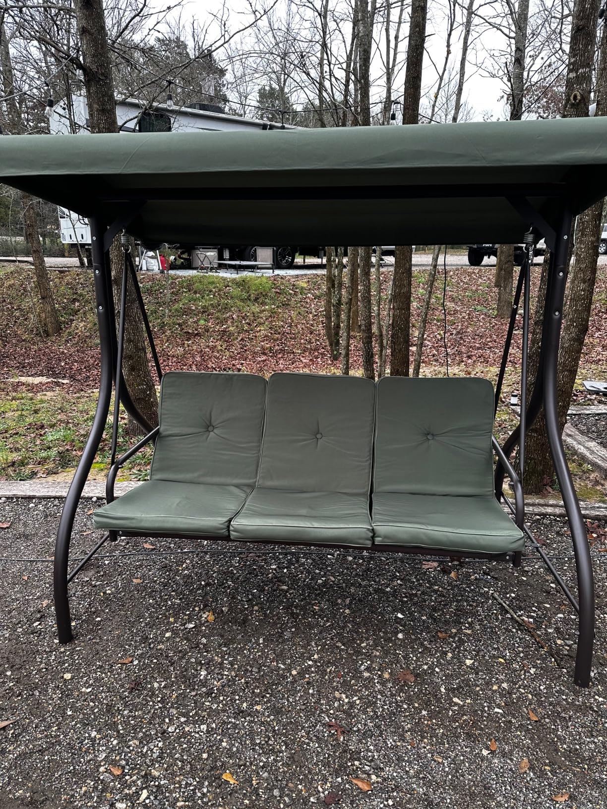 Best Choice Products 3-Seat Outdoor Large Converting Canopy Swing Glider, Patio Hammock Lounge Chair for Porch, Backyard w/Flatbed, Adjustable Shade, Removable Cushions - Gray customer photo 1