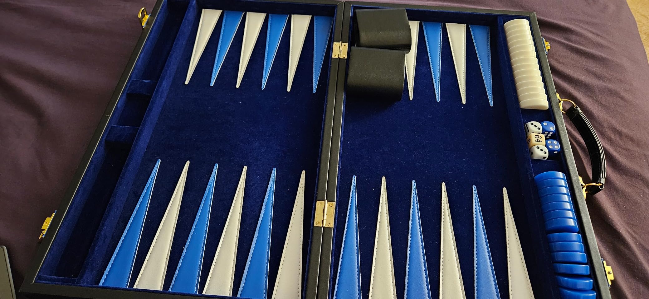 GSE Games & Sports Expert Premium Wooden Folding Inlay Backgammon Board Set, Classic Traditional Strategy Board Games (Double Stripe- 17 Inches) customer photo 1