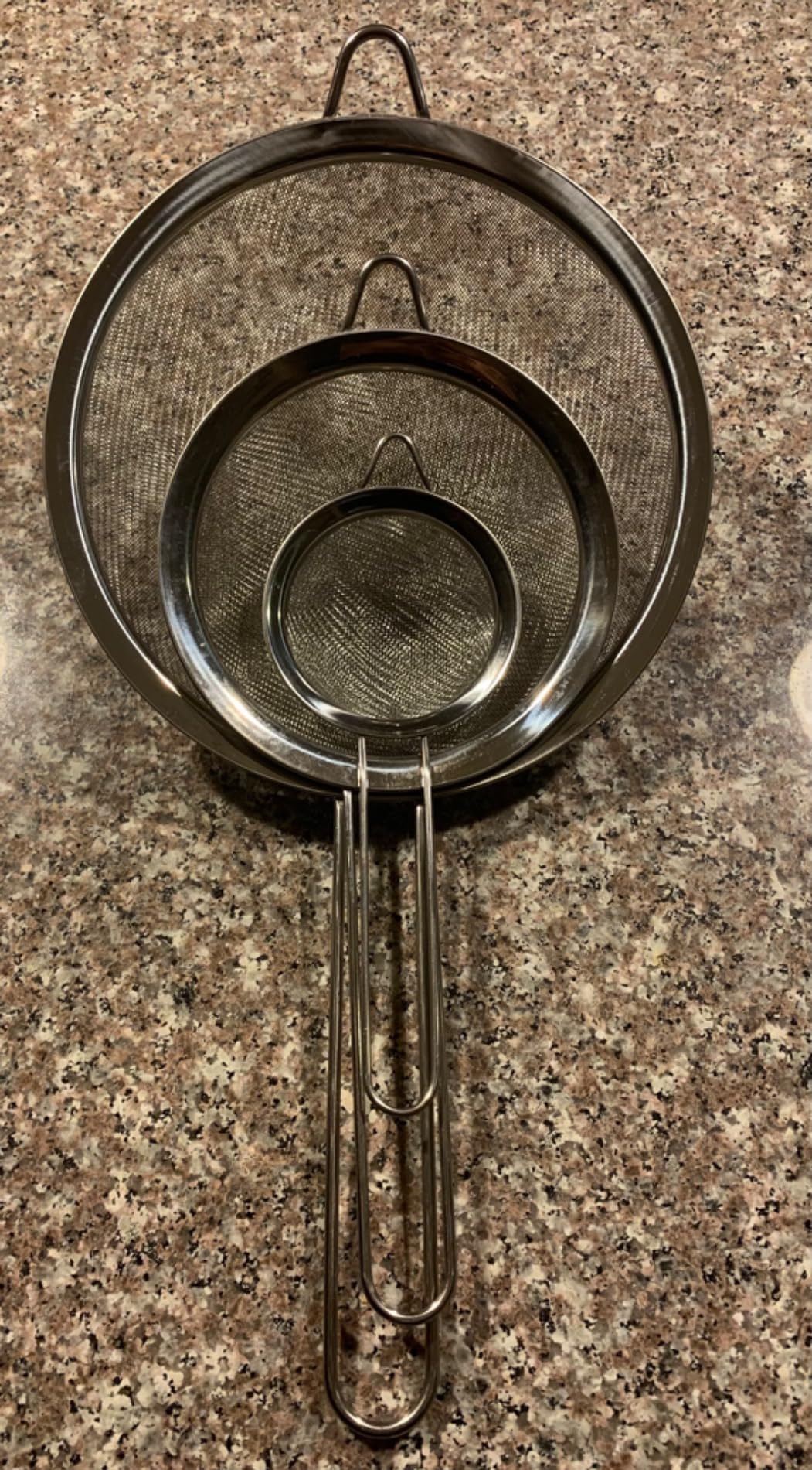 3Pcs Super Wire Extra Fine Mesh Strainer with Handle, Small Medium Large Size Sifter Metal Strainer Set, Stainless Steel Sieve Fine Mesh Strainers for Kitchen Rice Juice Quinoa Food Flour Baking YLYL customer photo 2