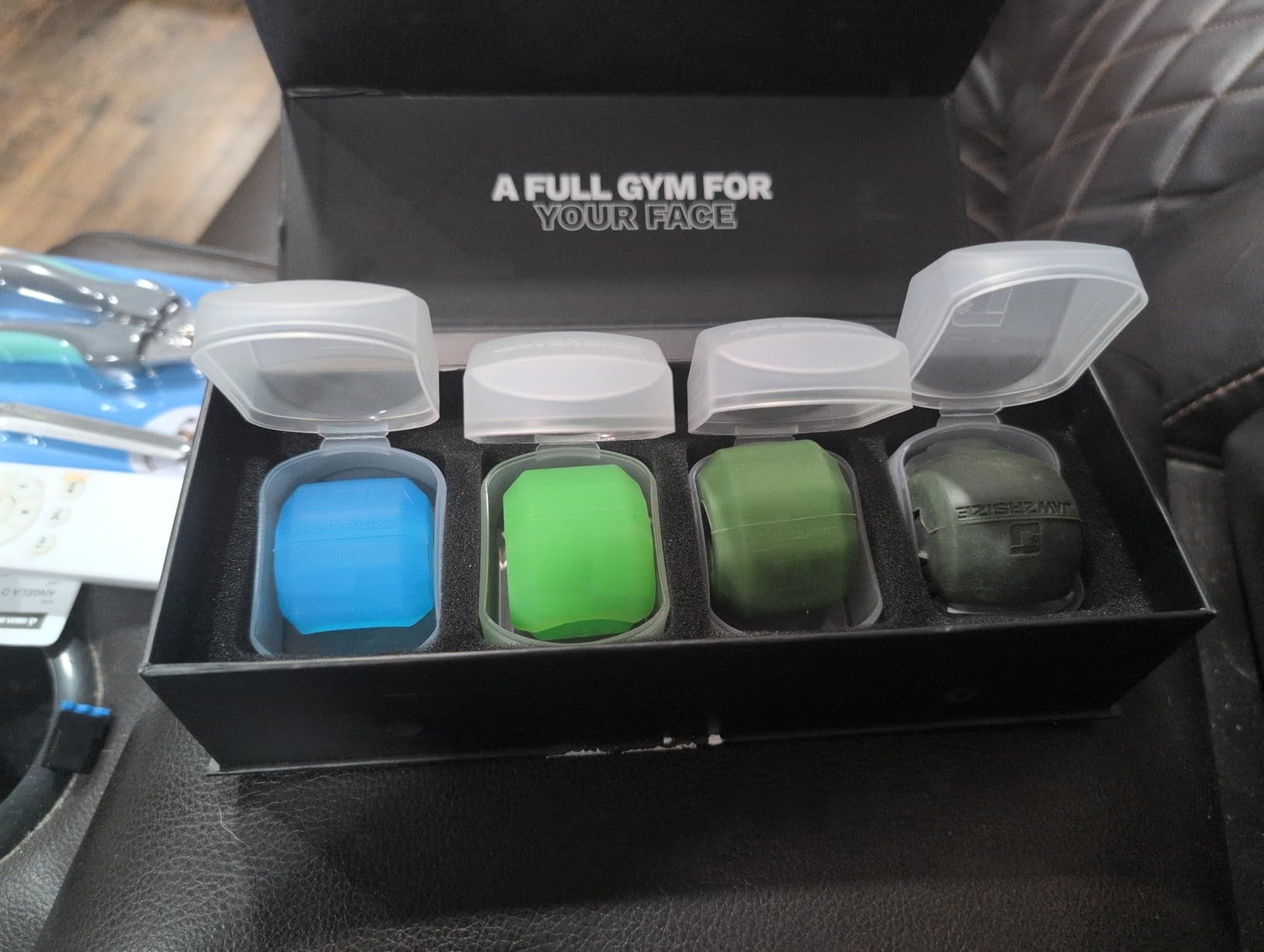 Jawzrsize Athletic Bundle Jaw Enhancer - Jaw, Face, and Neck Exerciser, Helps Reduce Stress and Cravings - Facial Exercise (Pop N Go & Custom Fit (Beg., Adv., & Elite), Green & Blue) customer photo 1