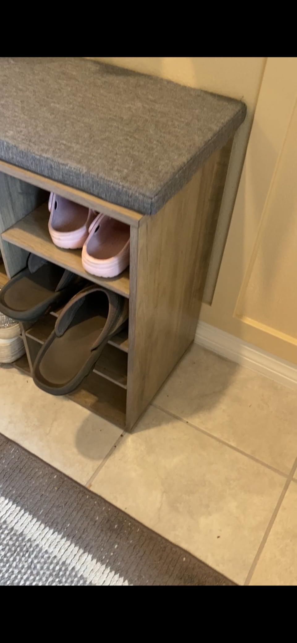 DINZI LVJ Shoe Storage Bench with Cushion, Cubby Shoe Rack with 12 Cubbies, Adjustable Shelves customer photo 2