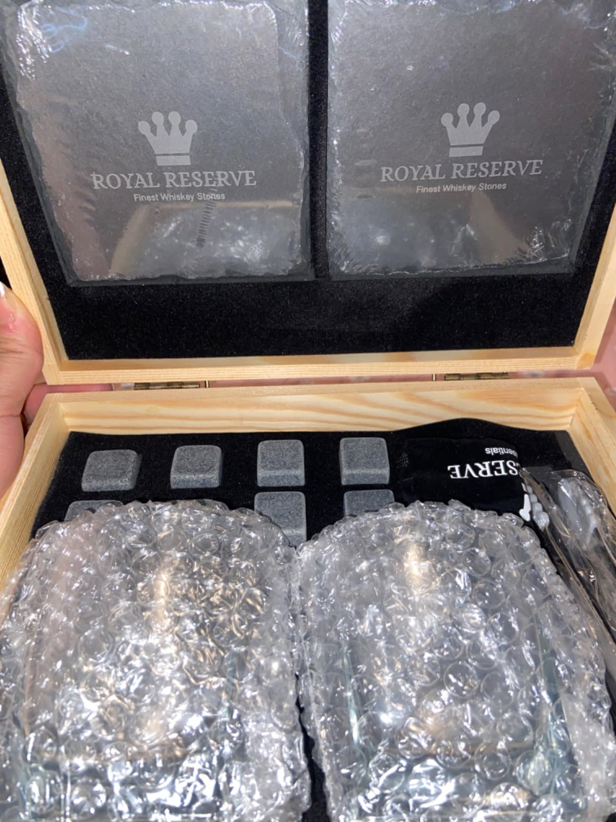 Whiskey Decanter Set by Royal Reserve - Whiskey Gifts Set - Twisted Bourbon Decanter 24 oz with Glasses, Whiskey Stones, Coasters, Tongs - Birthday Gift for Men, Husband, Him, Dad, Boyfriend customer photo 2