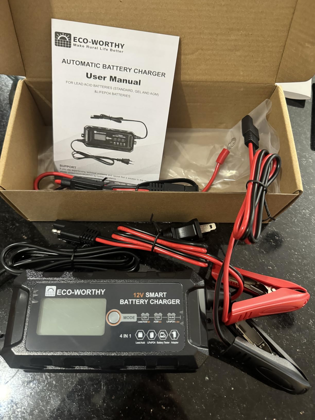 ECO-WORTHY 12V 5A Automatic Smart Battery Charger and Maintainer LCD Display for Lead Acid and Lithium (LiFePO4) Battery customer photo 2