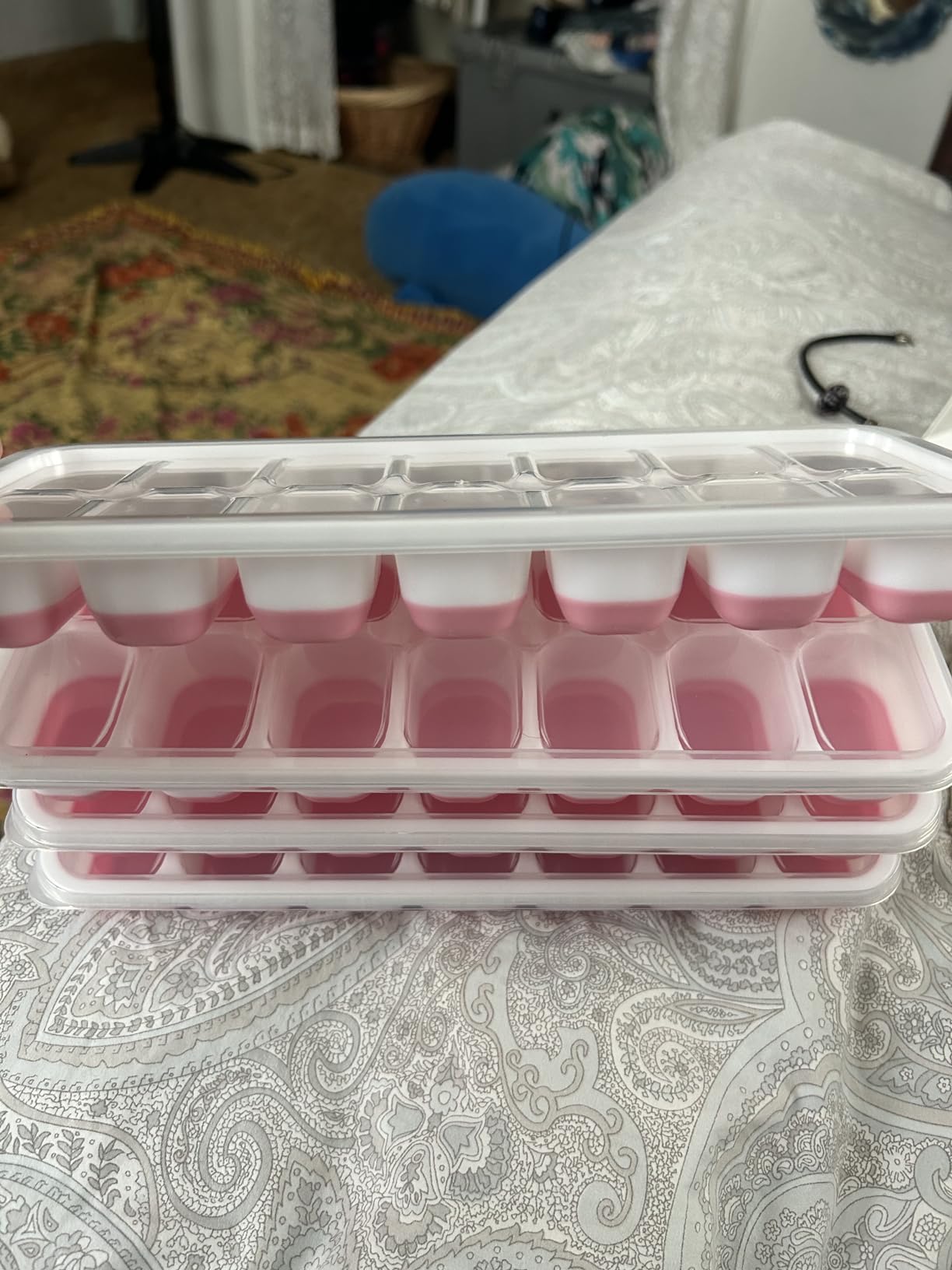 Ice Cube Trays 4 Pack, Airabc Silicone with Removable Lid, Easy-Release Flexible 14-cube Trays, LFGB Certified and BPA Free, Stackable Covers for Cocktail, Freezer customer photo 2