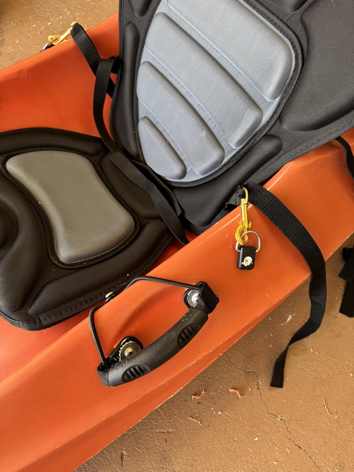 Kayak Seat Deluxe Padded Fishing Boat Seat Deluxe Sit-On-Top Canoe Seat Cushioned - Comfortable Backrest Support Universal Sit with Adjustable Back Strap Detachable Storage Bag customer photo 1