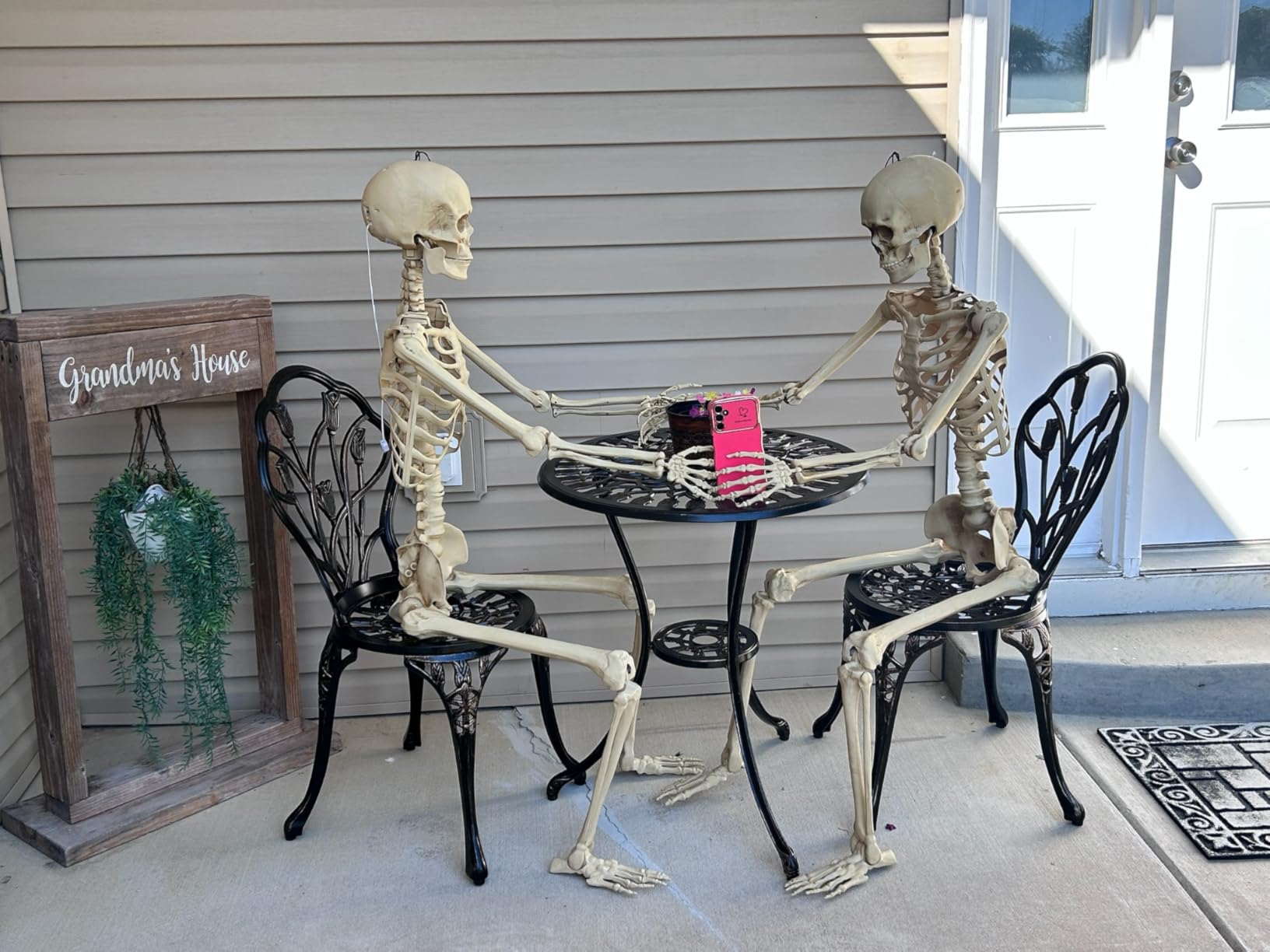 C/G 3 Piece Bistro Set, Outdoor Patio Set, Anti-Rust Cast Aluminum Bistro Table Set for Park Yard Front Porch Furniture (Antique Copper) customer photo 2