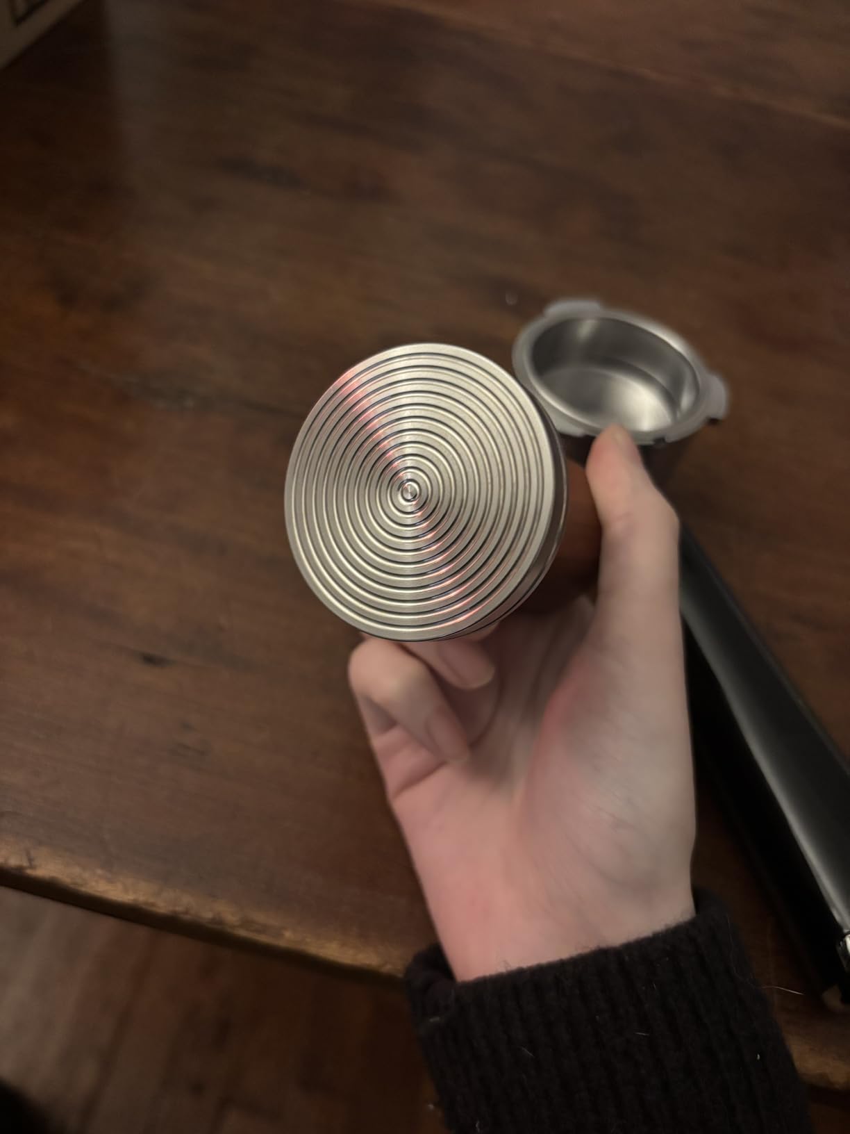 KYONANO Espresso Coffee Tamper 51mm - Espresso Press Tamper- Espresso Hand Tamper with Stainless Steel Base and Scented Rosewood Handle - Compatible with 51mm Delonghi Bottomless Portafilter customer photo 1