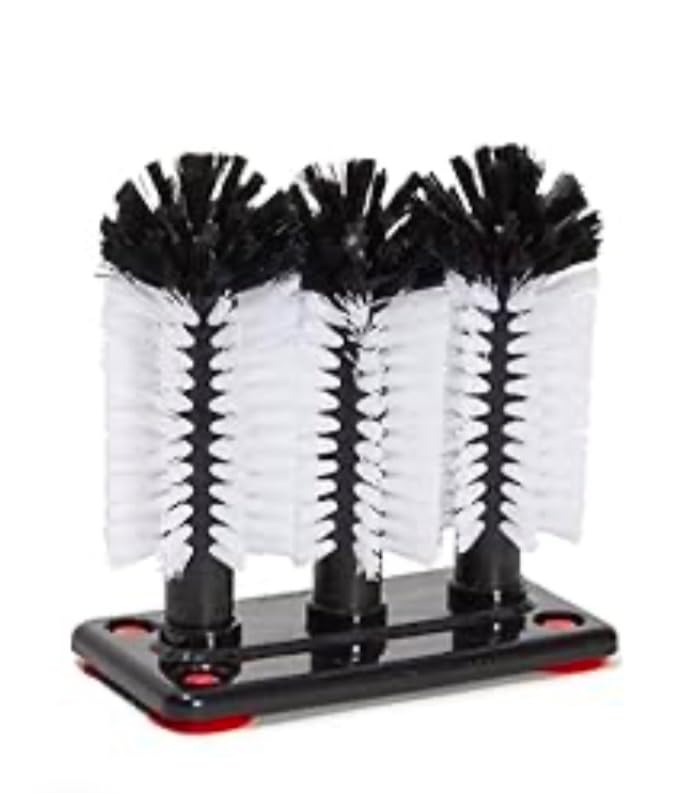 Stockroom Plus Glass Washer for Bar Sink - Bar Glass Cleaner with Stable Suction Cup Base - Three-Head Bottle Brush for Deep Clean - Detachable Cup Brush Cleaner Heads with Drain Hole - White & Black customer photo 1