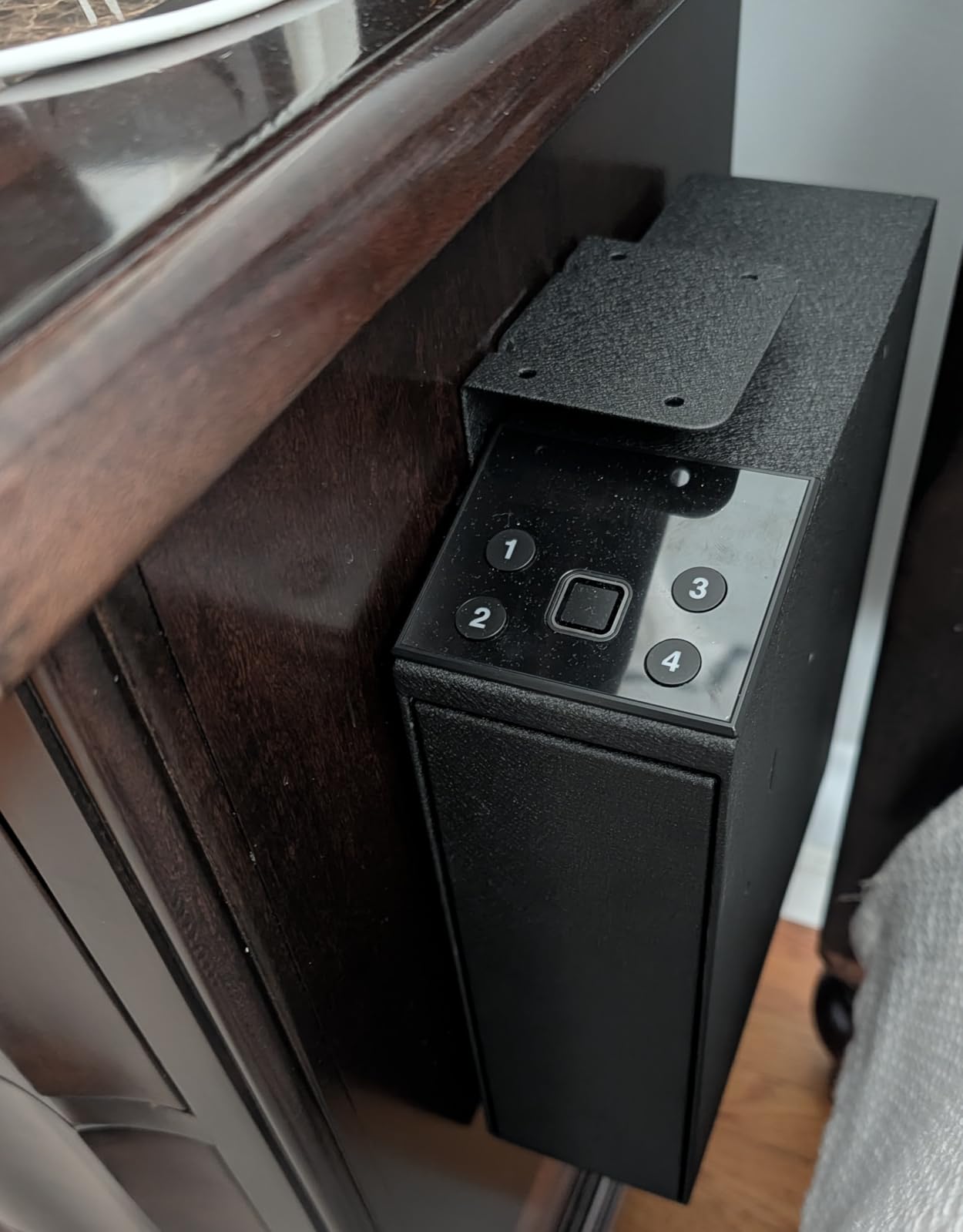 Biometric Slider Handgun Gun Safe for Nightstand, Desk, Bed Side,Truck - Auto Sliding Door Hand Gun Safe for Pistol -with Fingerprint, PIN Code, KEY Access customer photo 2