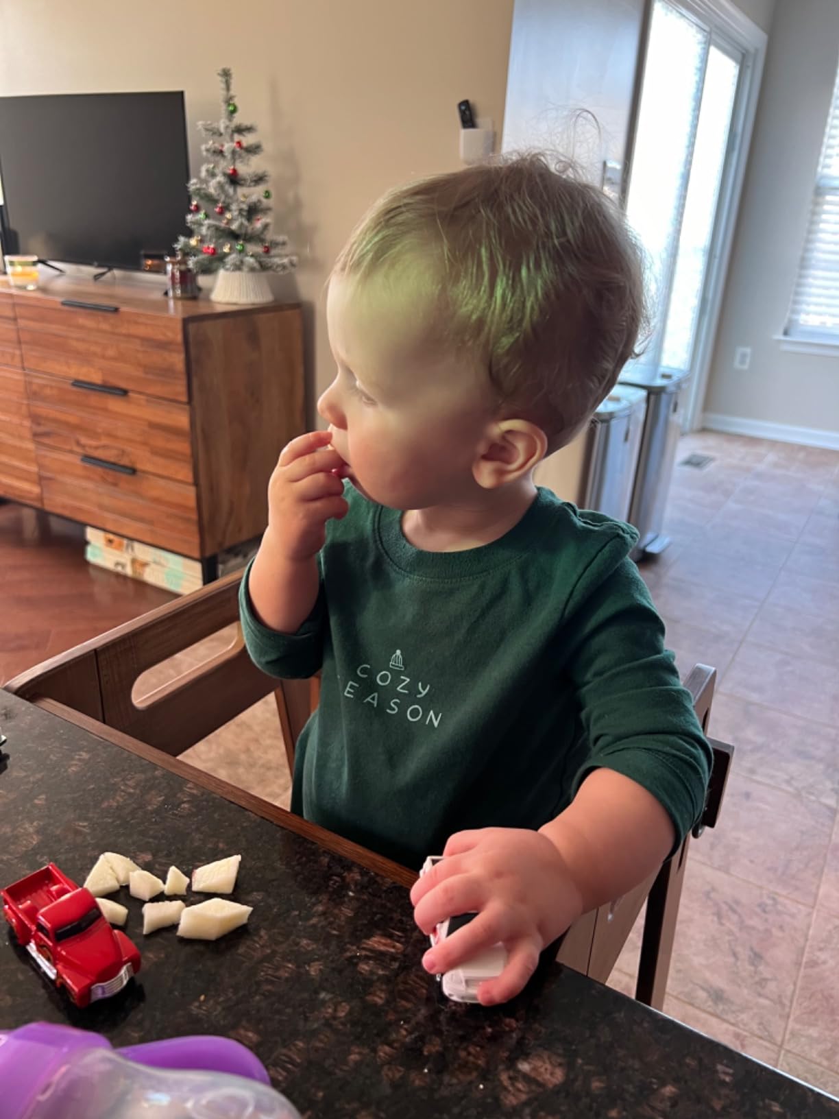 TOETOL Bamboo Toddler Kitchen Step Stool White Helper Standing Tower Height Adjustable with Anti-Slip Protection for Kids Kitchen Counter Learning customer photo 2