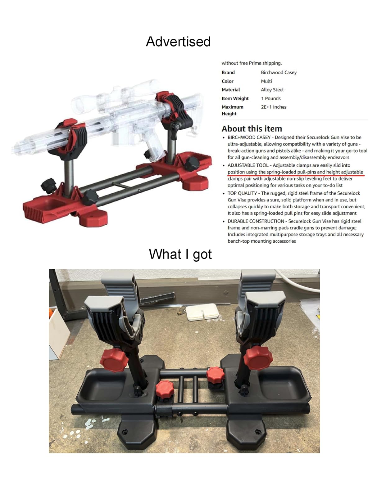 Birchwood Casey Securelock Durable Adjustable Gun Vise with Steel Frame, Non-Slip Leveling Feet & Top Mounting Provisions customer photo 2