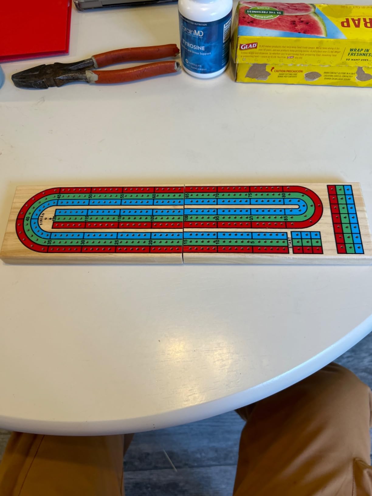 FUNPENY Traditional Wooden Cribbage Board Game Set, 3-Track Color Coded with Metal Pegs and Deck of Playing Cards customer photo 1