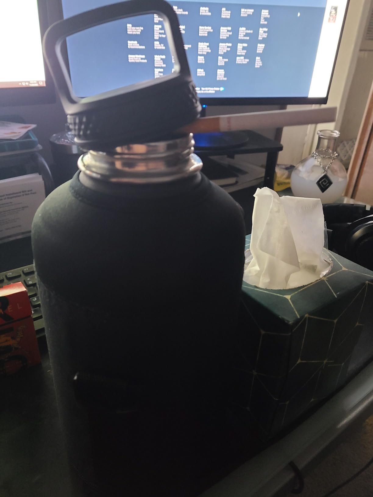Half Gallon Water Bottle Insulated with Straw & 3 Lids, Coolflask 64 oz Water Jug Large Metal Stainless Steel Wide Mouth for Sports, Gym or Office, Non-BPA Keep Cold 48H Hot 24H, Samurai Cyan customer photo 1