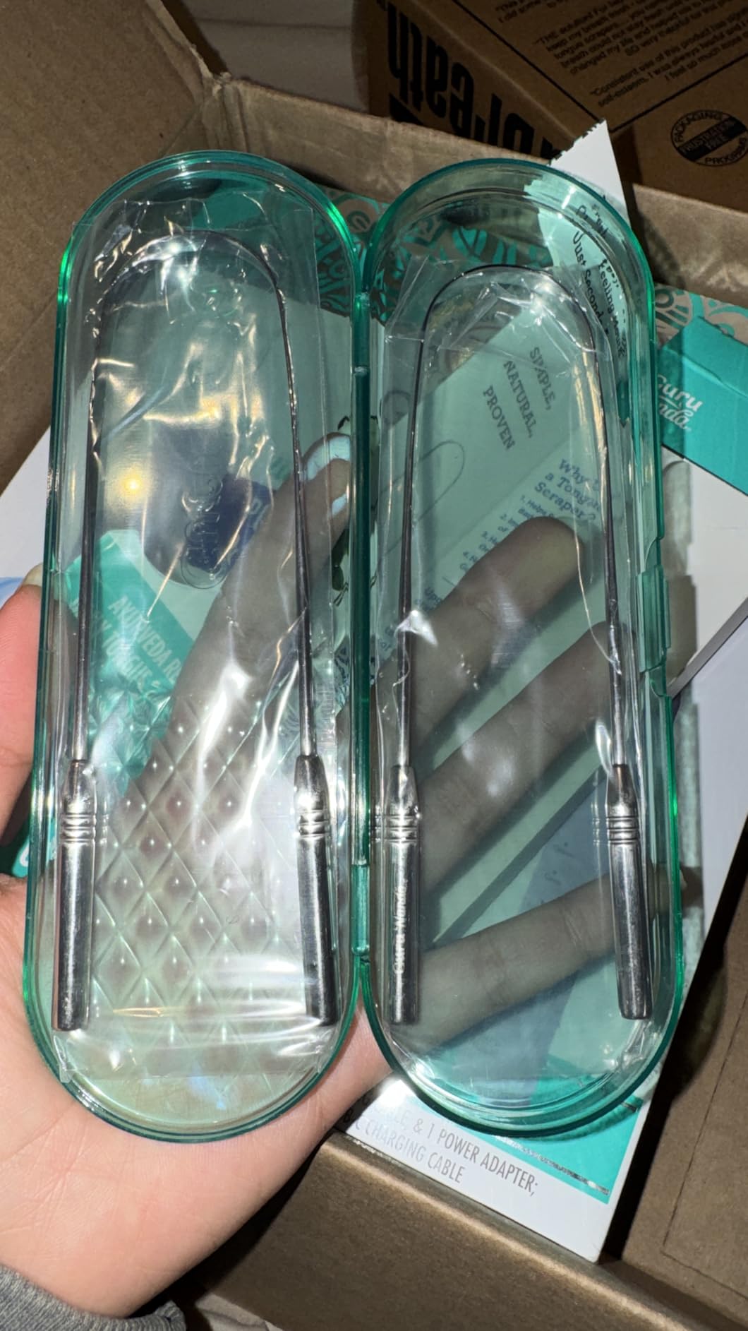 GuruNanda Tongue Scraper for Adults (2 Pack) with Travel Case, 420 Medical-Grade 100% Stainless Steel Tongue Cleaner, Aids in Fresh Breath & Oral Care customer photo 1