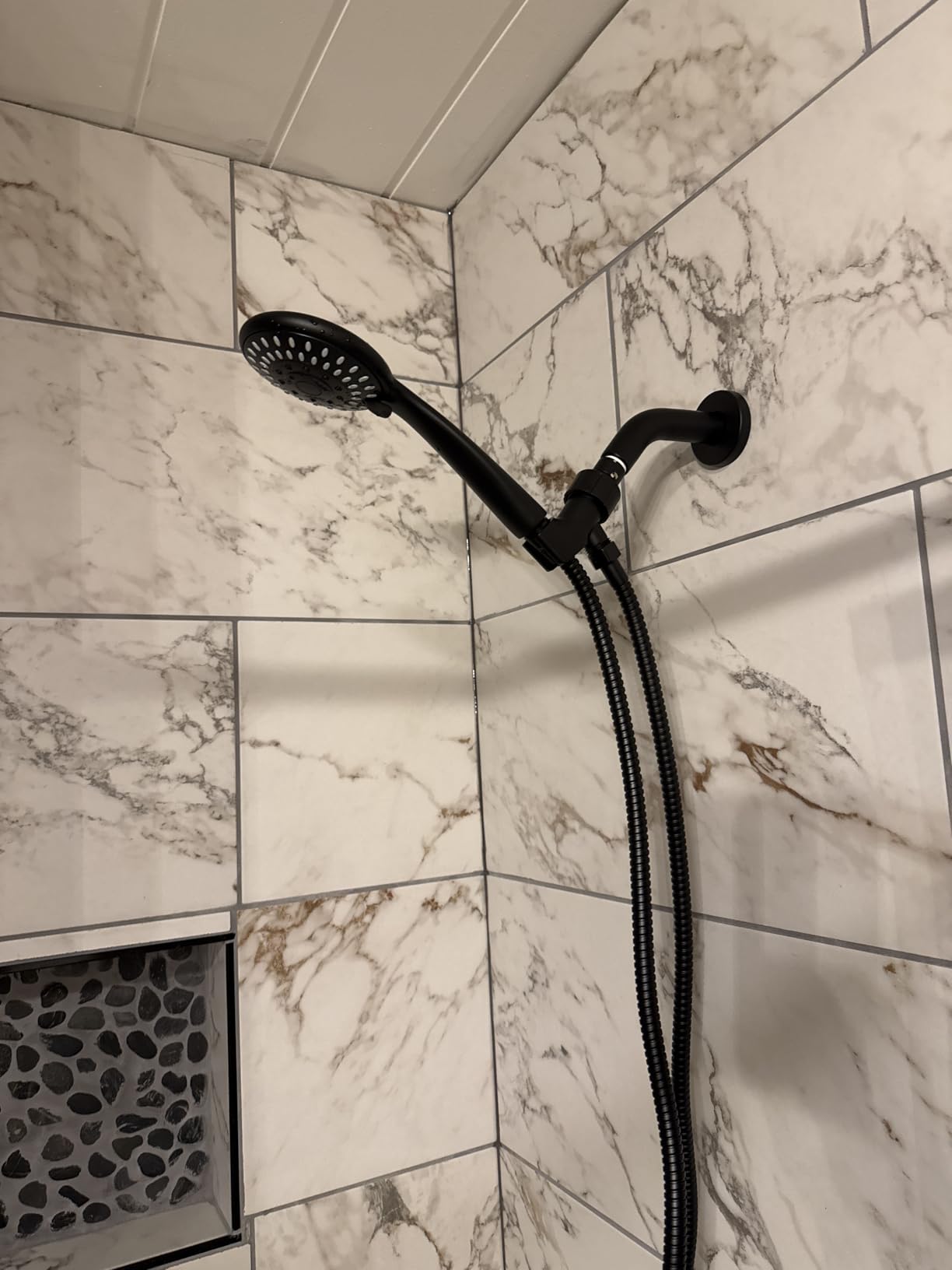 High Pressure Handheld Shower Head Briout 5-Settings Powerful Water Spray Shower Head against Low Pressure Water Flow with Stainless Hose and Adjustable Mount customer photo 2