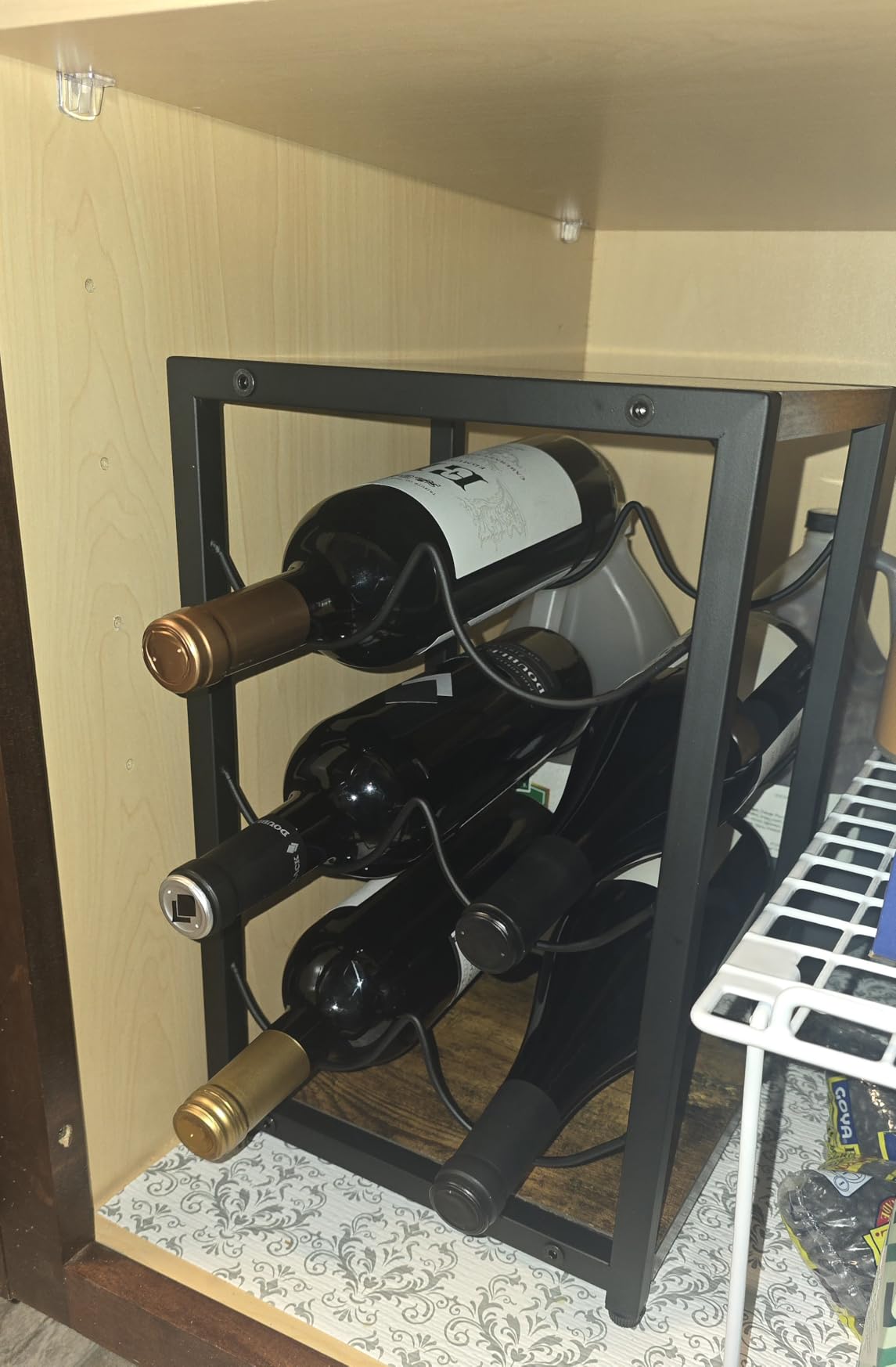 IBUYKE Rustic Wood 6 Bottles Wine Rack for Countertop,3 Tier Free Standing Wine Rack,Wine Bottle Holder Stand Organizer for Home Decor Bar,Cabinet, Pantry,Countertop TMJ901H customer photo 2